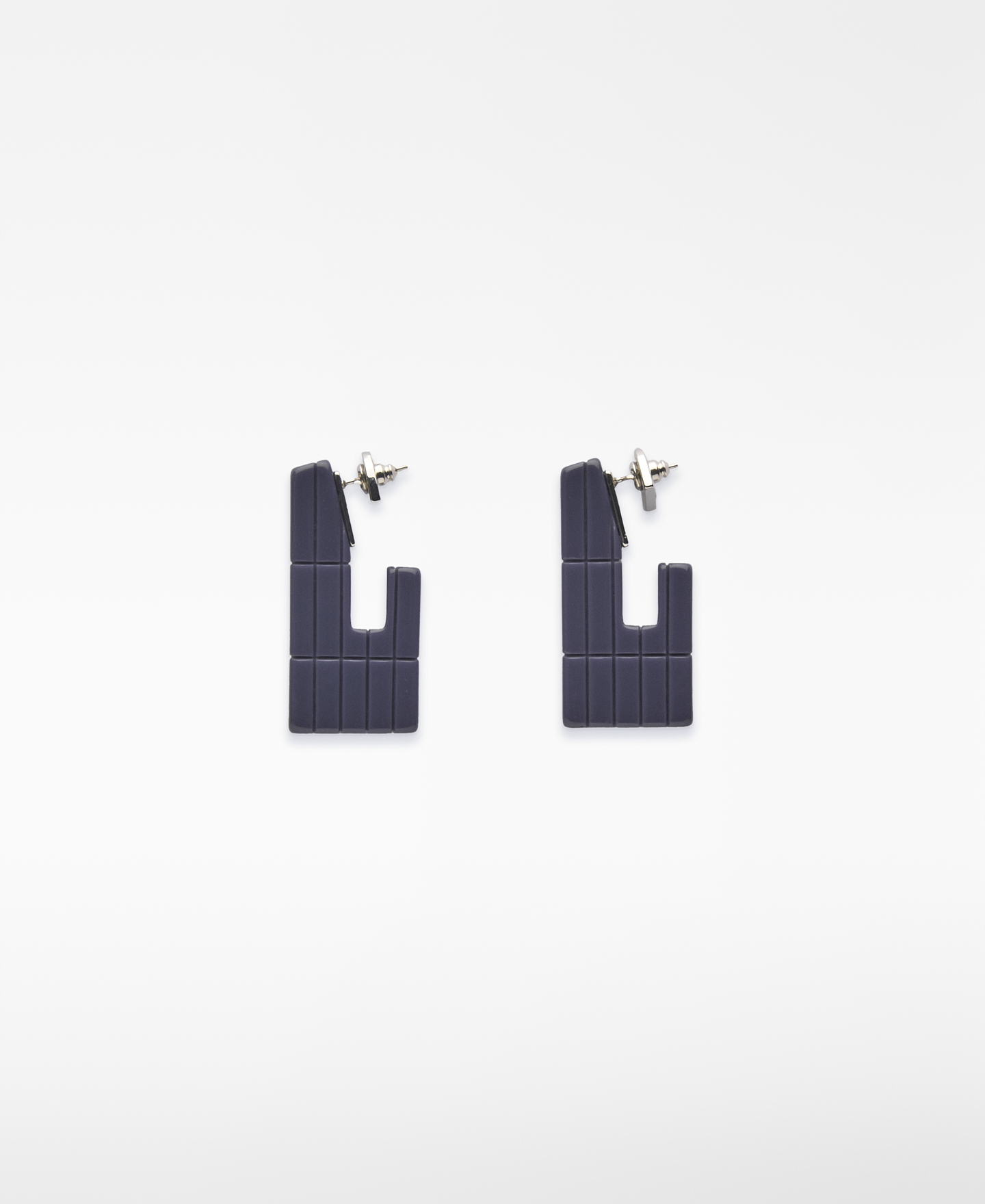 Purple resin grid earrings woman image number 0