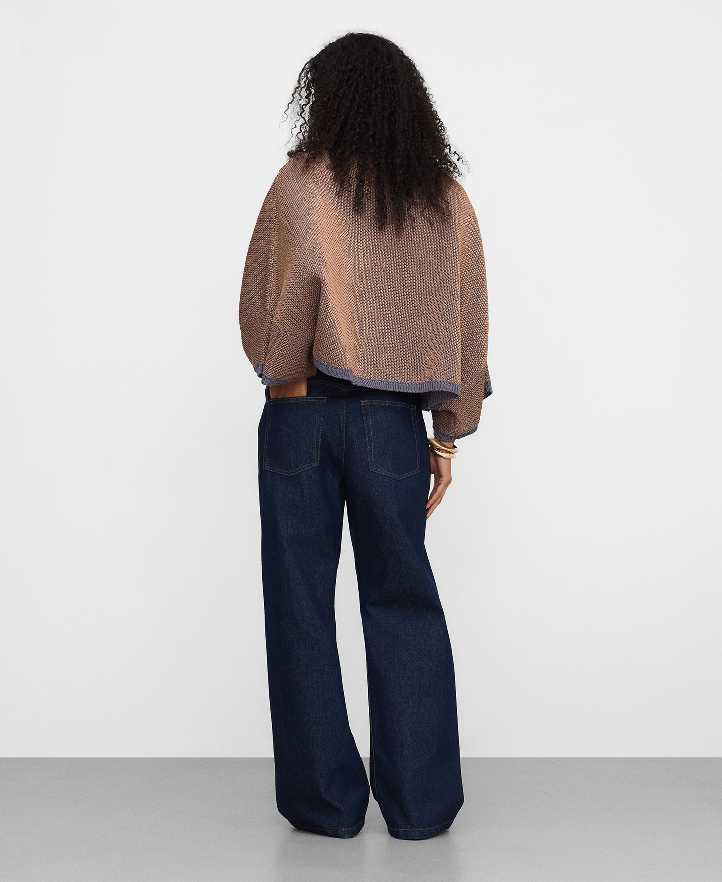 Fringed jacquard knit sweater image number 2