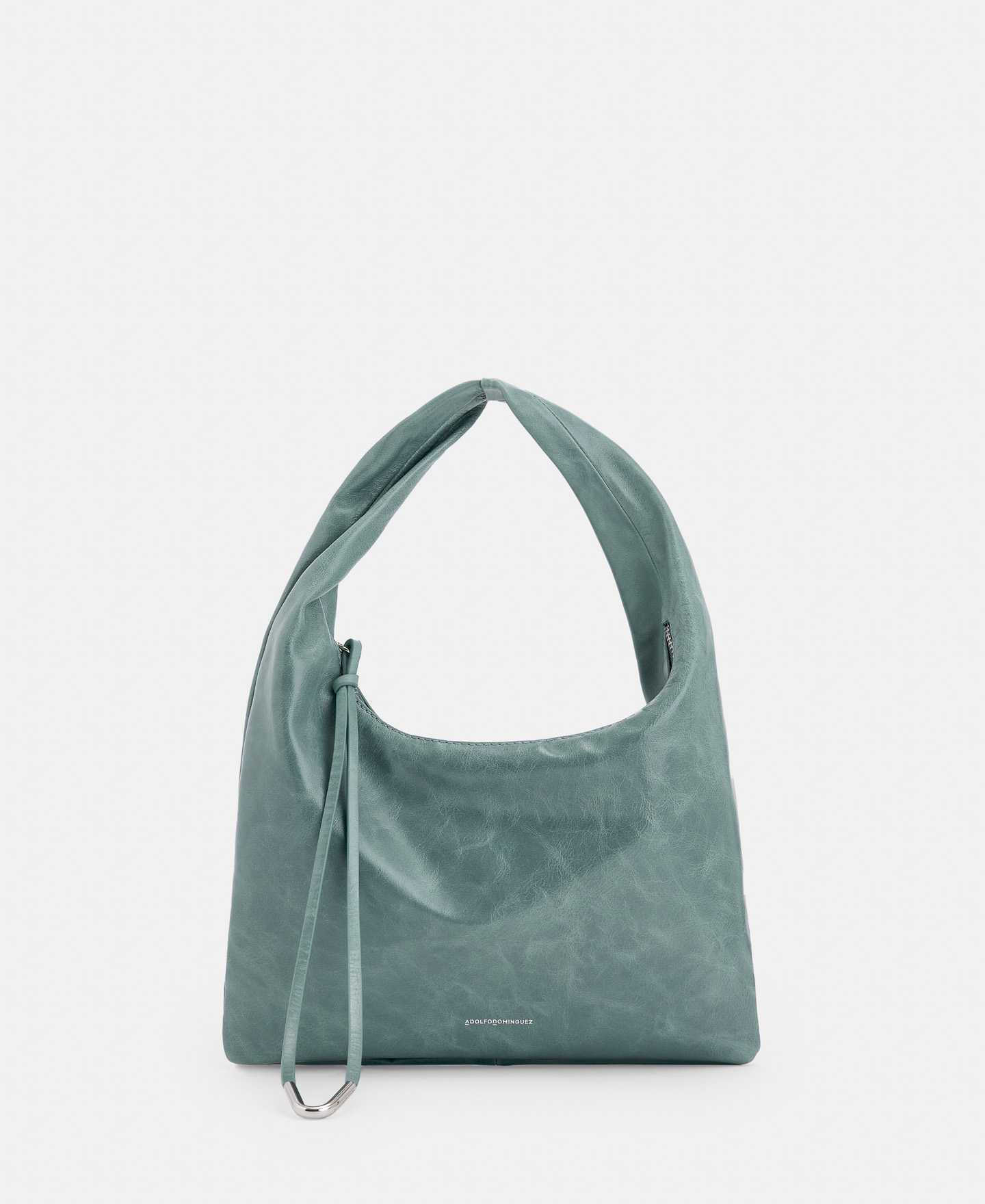 Leather hobo bag with turned handle image number 0