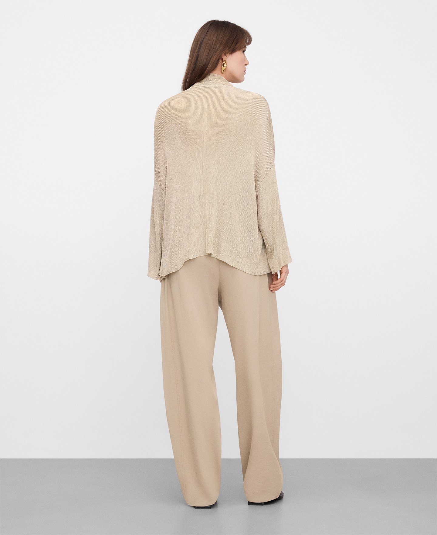 Casaco kimono em malha metalizada image number 2