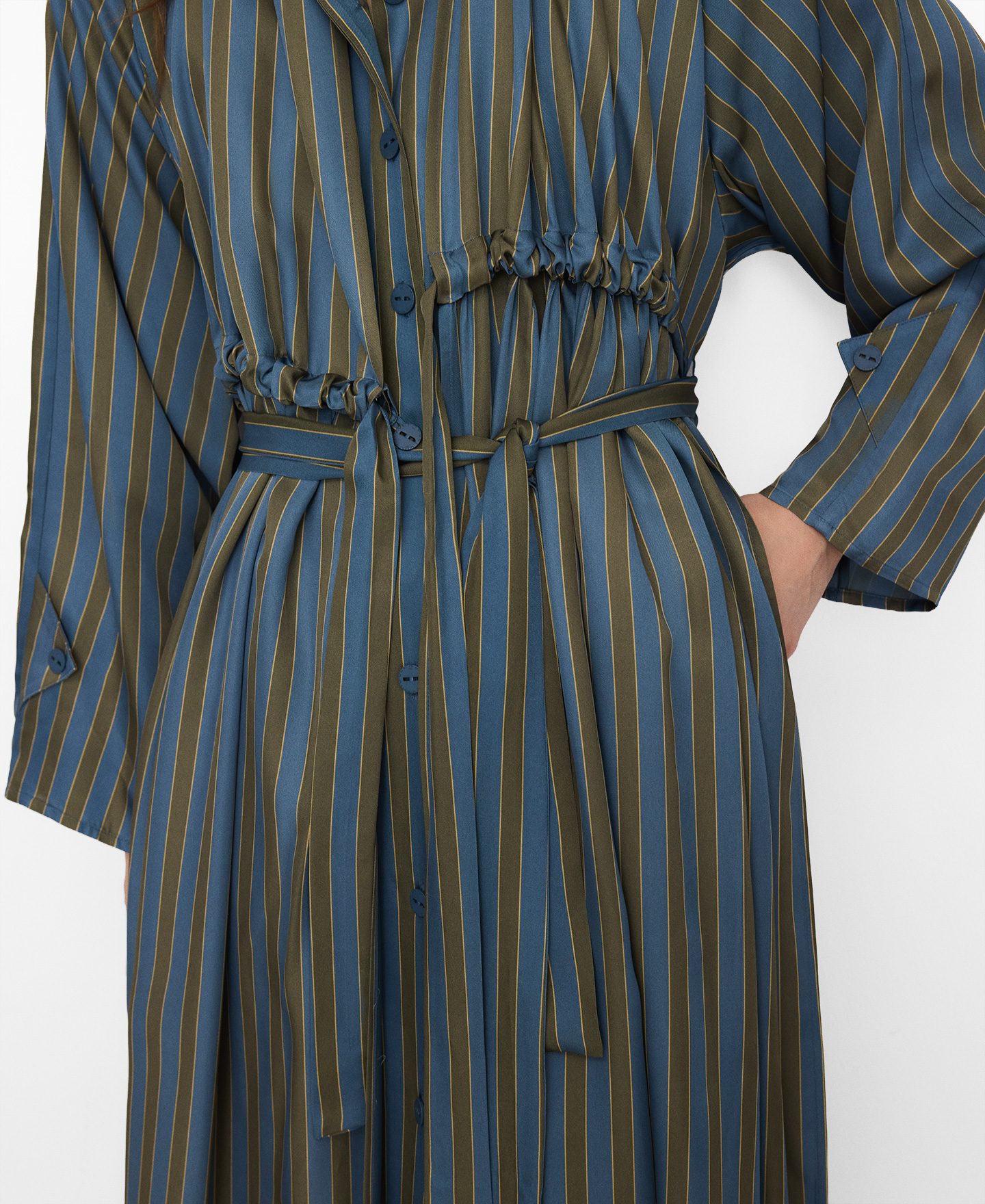 Vestido camisero asim&eacute;trico rayas image number 3