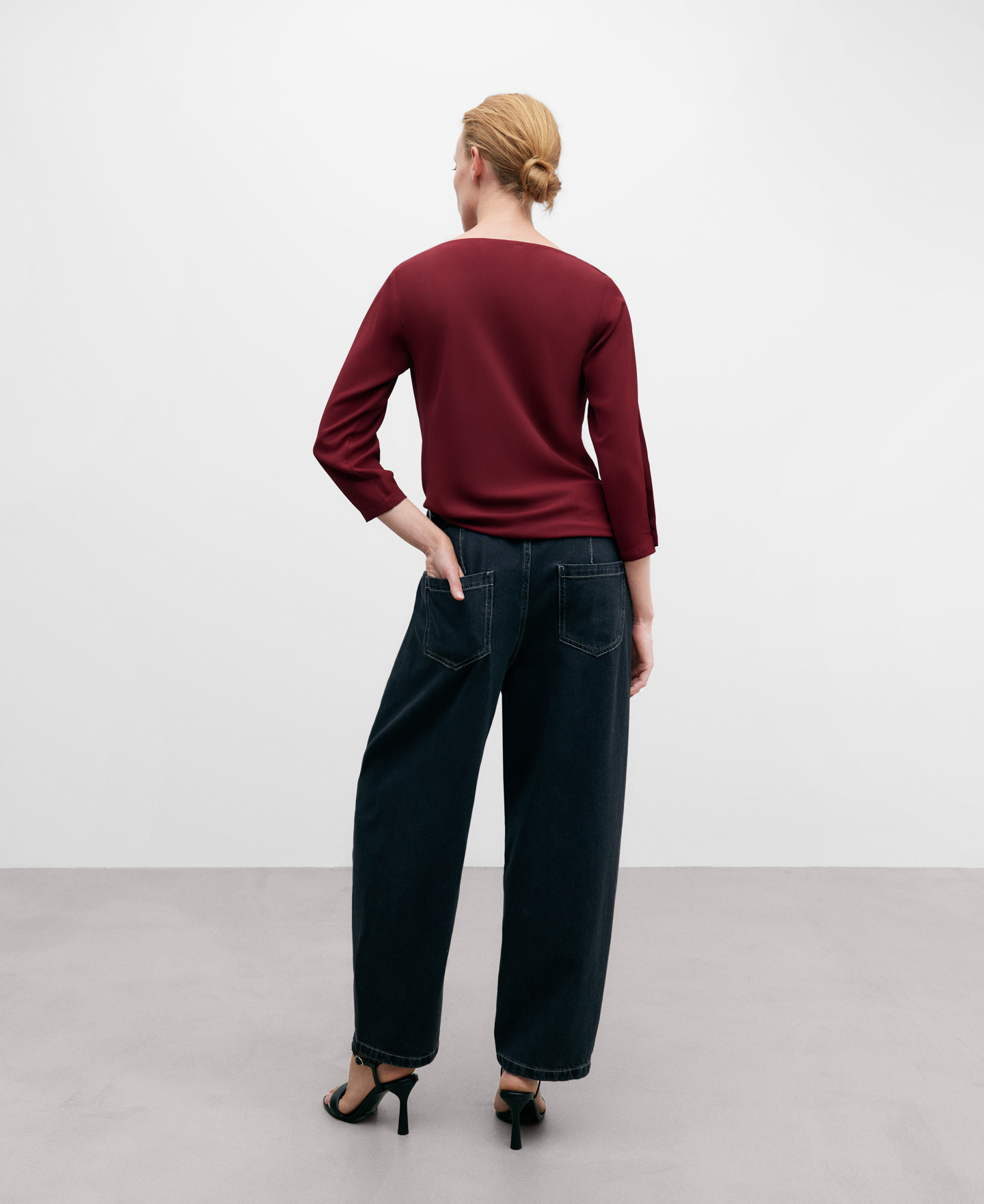 Draped collar blouse for women image number 2