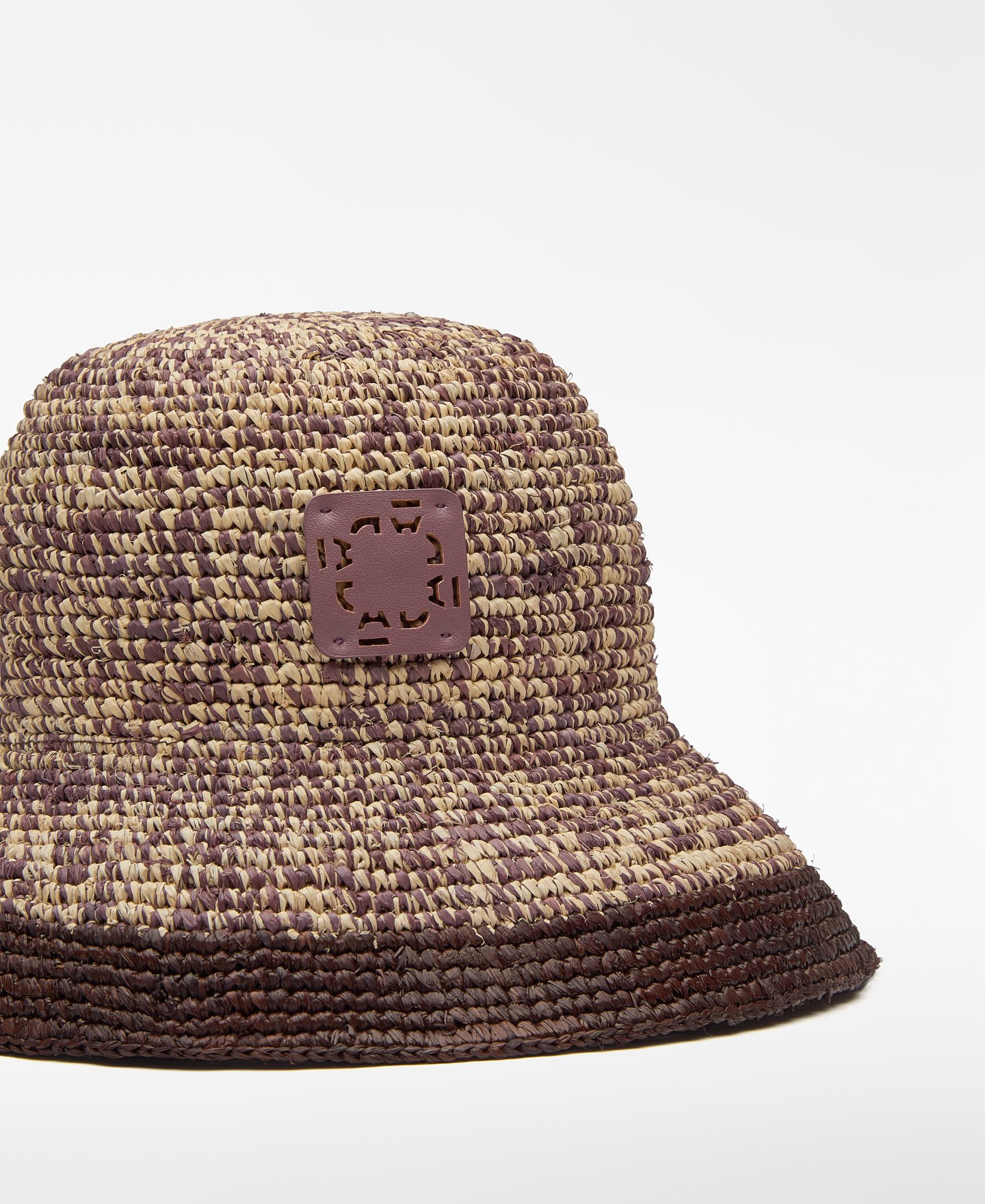 ラフィア素材のツートンカラーのバケットハット image number 1