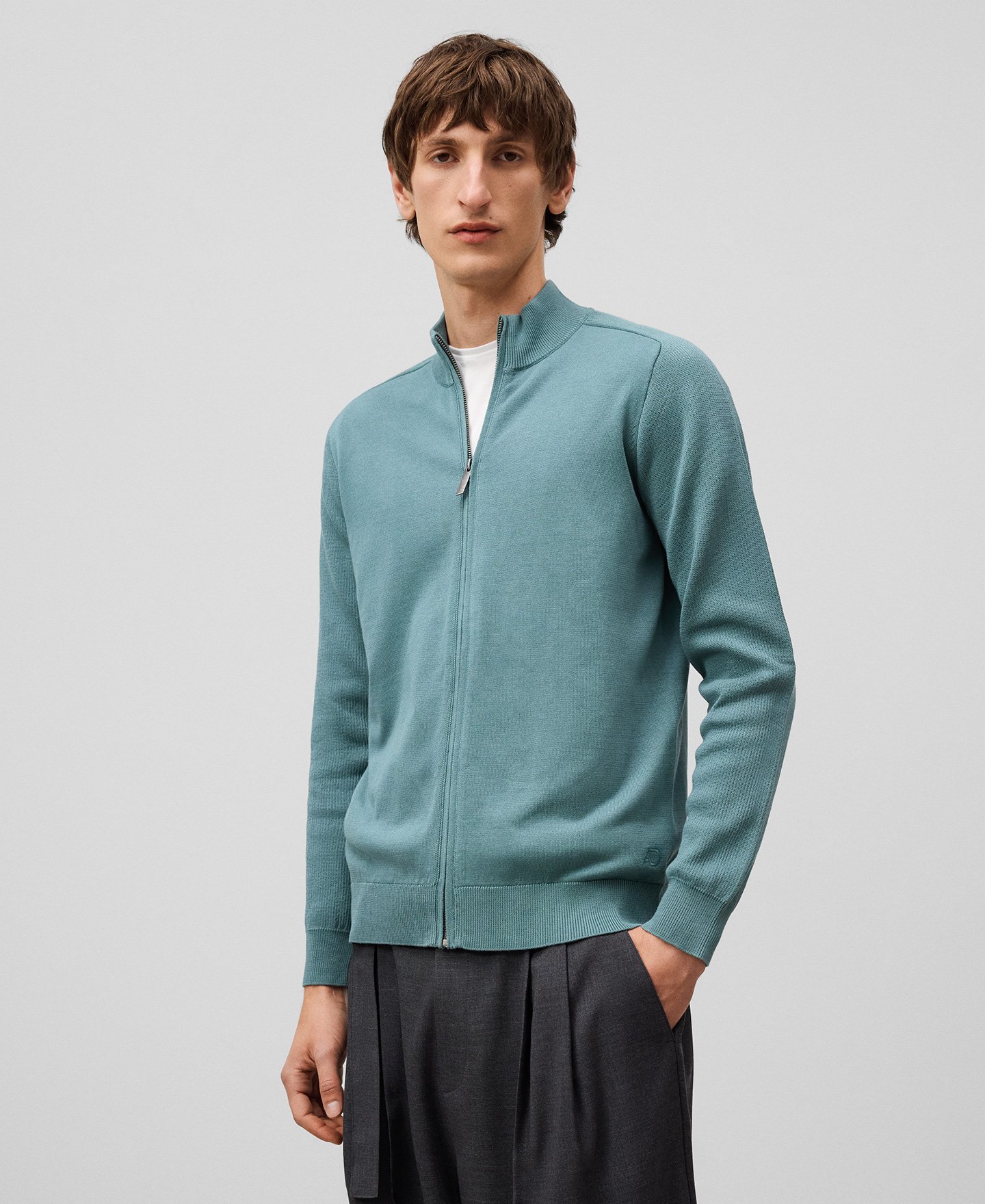 Knit cardigan with zipper closure man image number 0