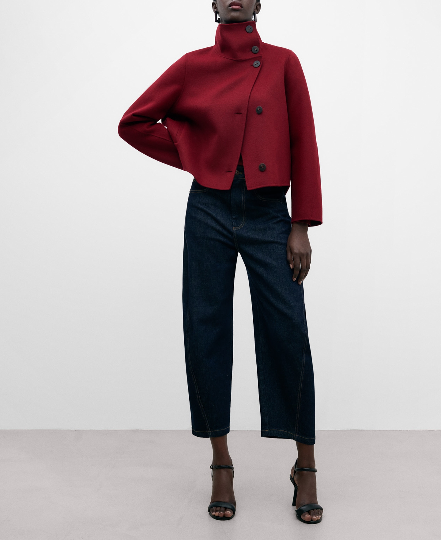 Chaqueta corta en tejido doble faz mujer image number 1