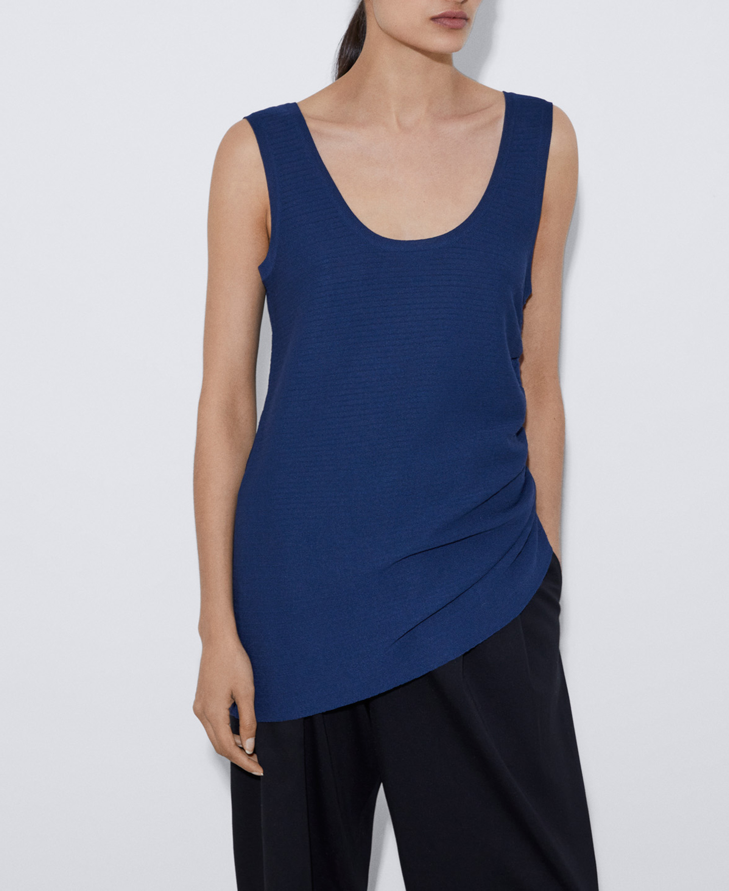 Viscose knitted striped top image number 0