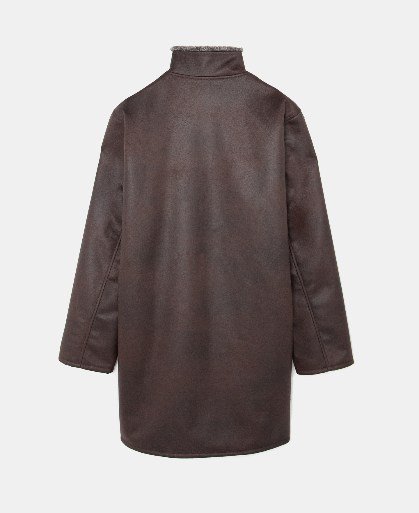 Faux suede turtleneck coat image number 5