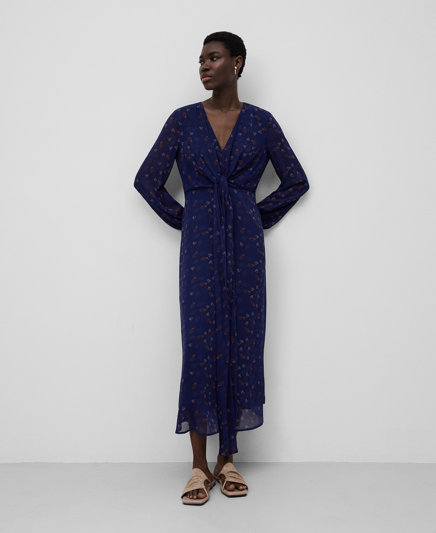 Langes Damenkleid mit Print image number 0