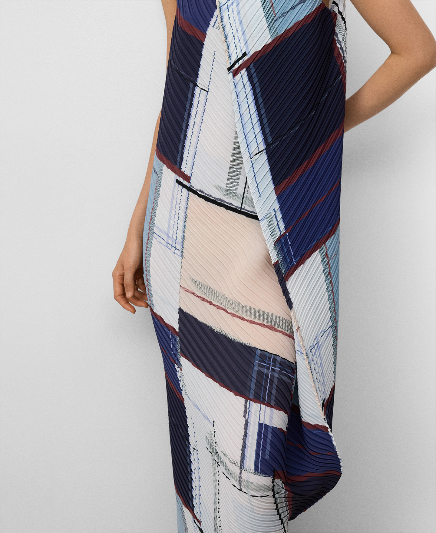 Printed crinkle midi dress woman image number 3