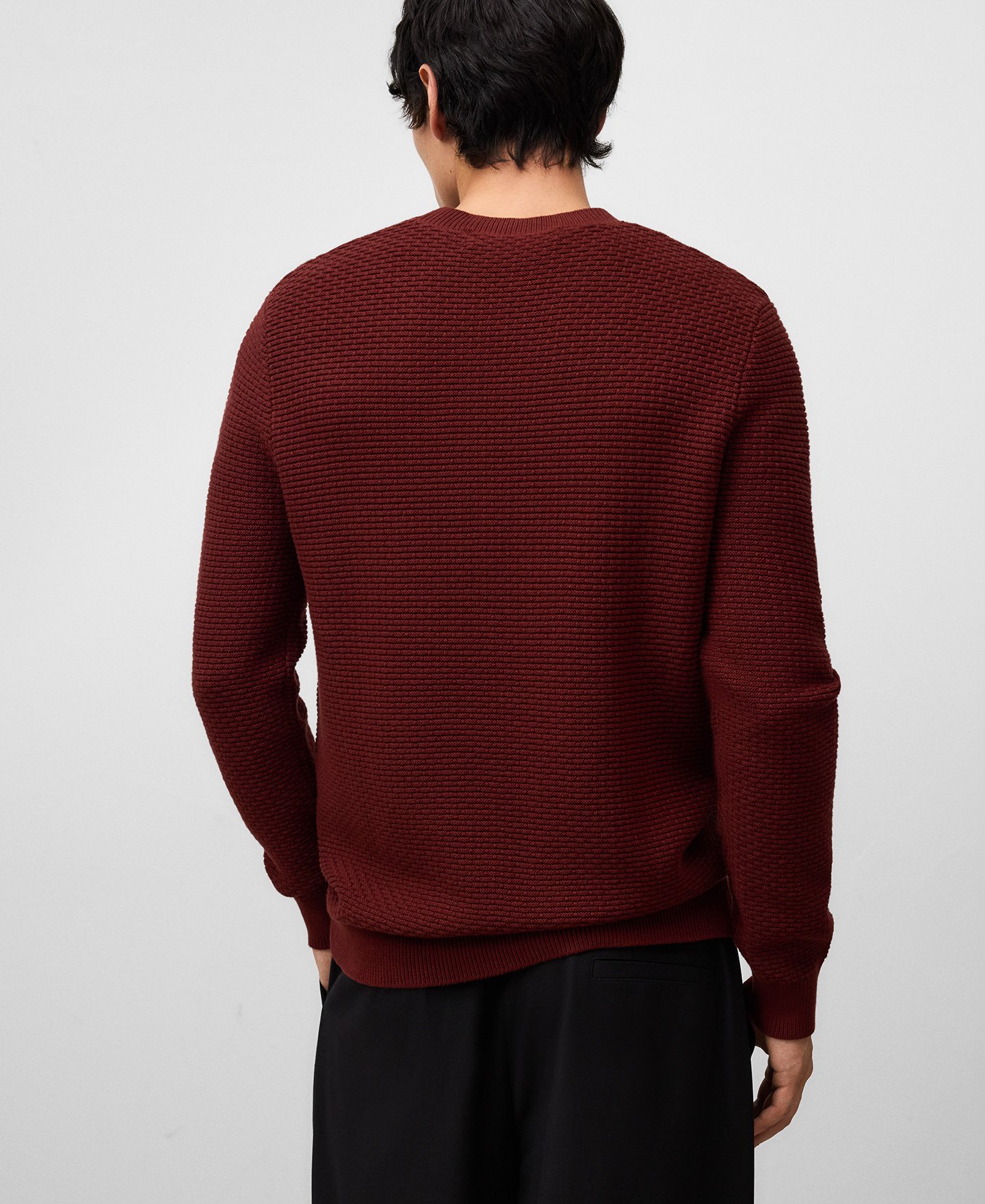 Cotton structured knit sweater man image number 2