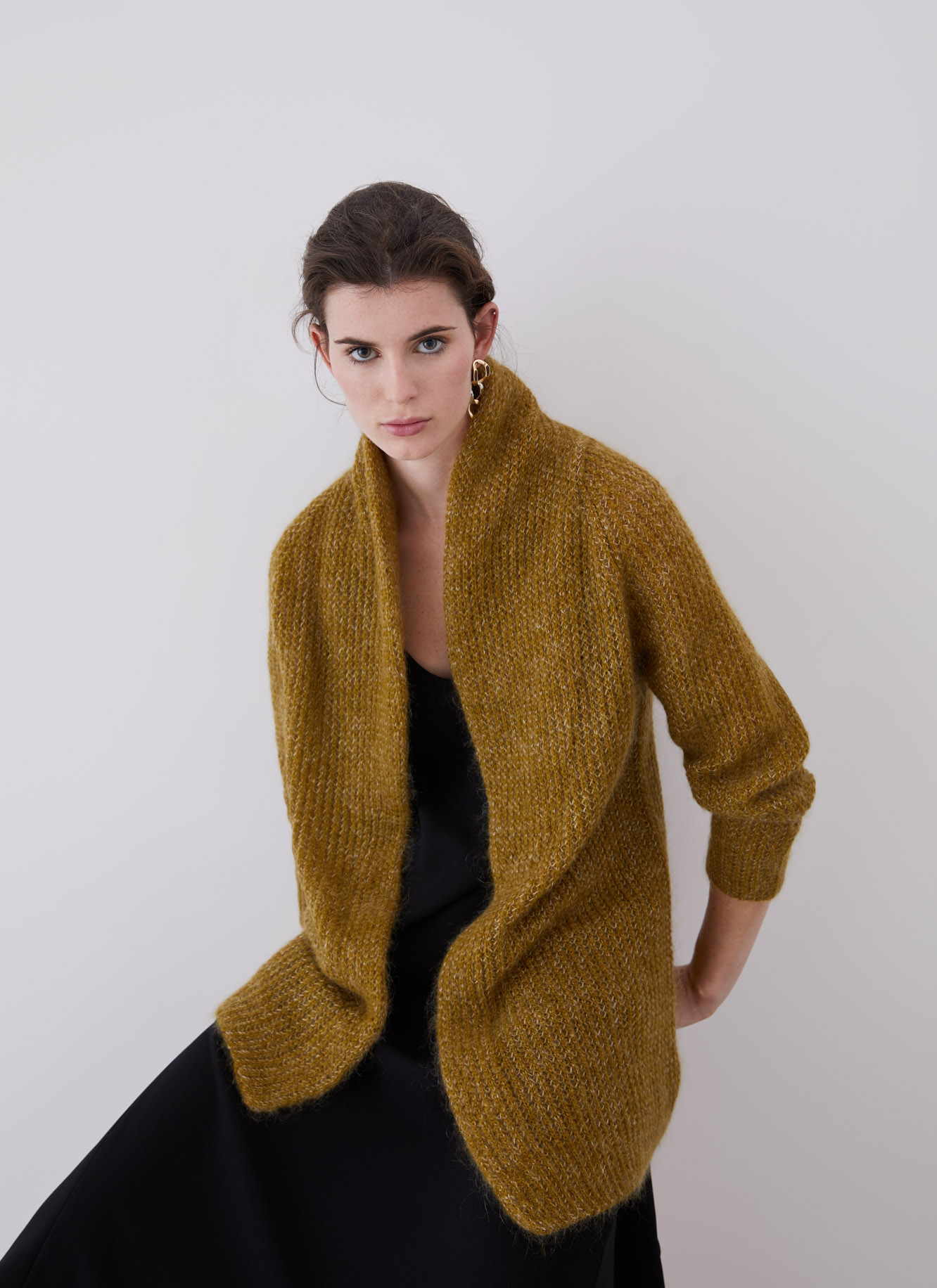 Mohair knit cardigan with jacquard image number 0