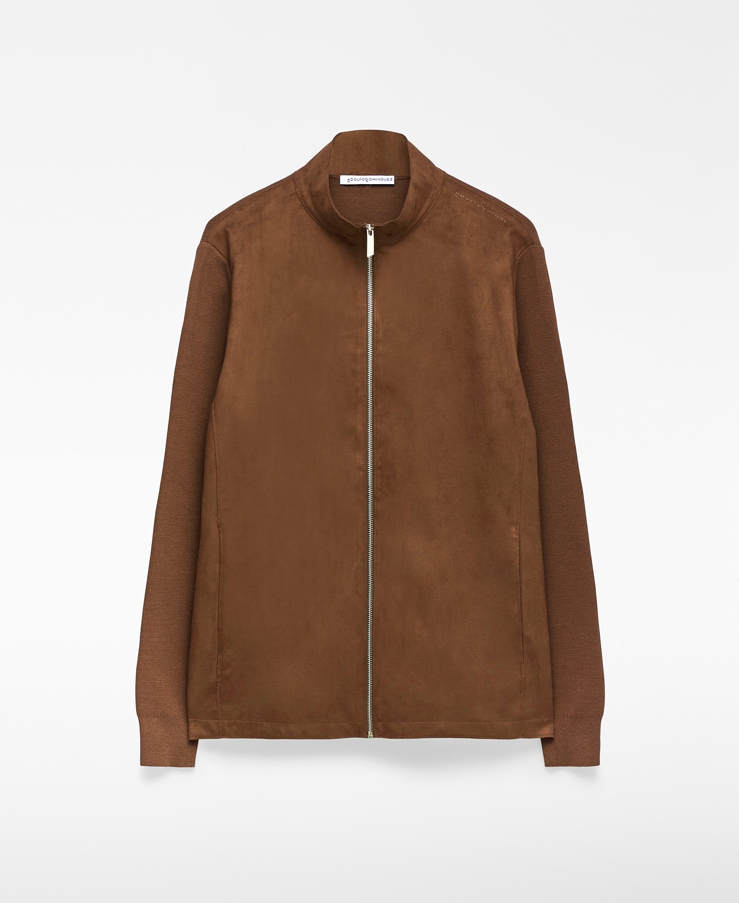 Faux suede and knit cardigan man image number 4