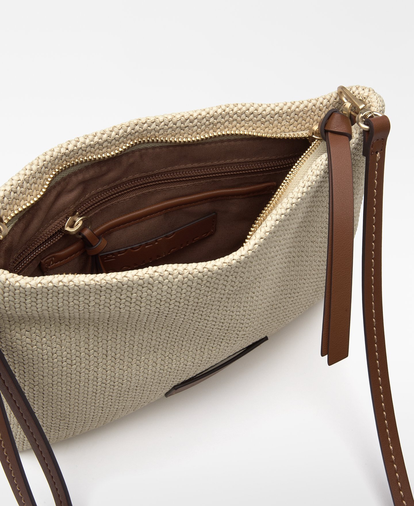 Raffia-textured shoulder bag woman image number 2
