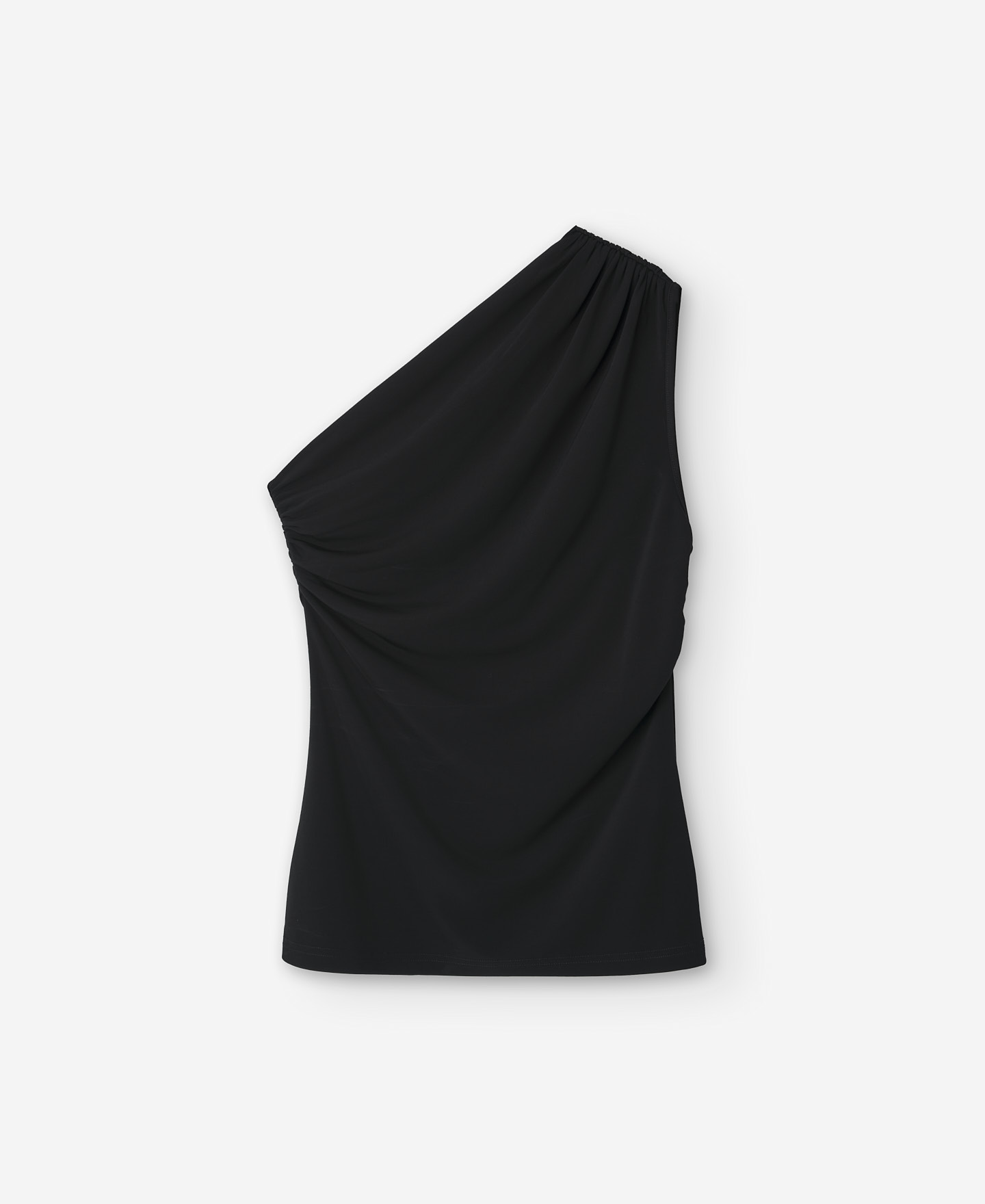 Asymmetric black draped T-shirt image number 6