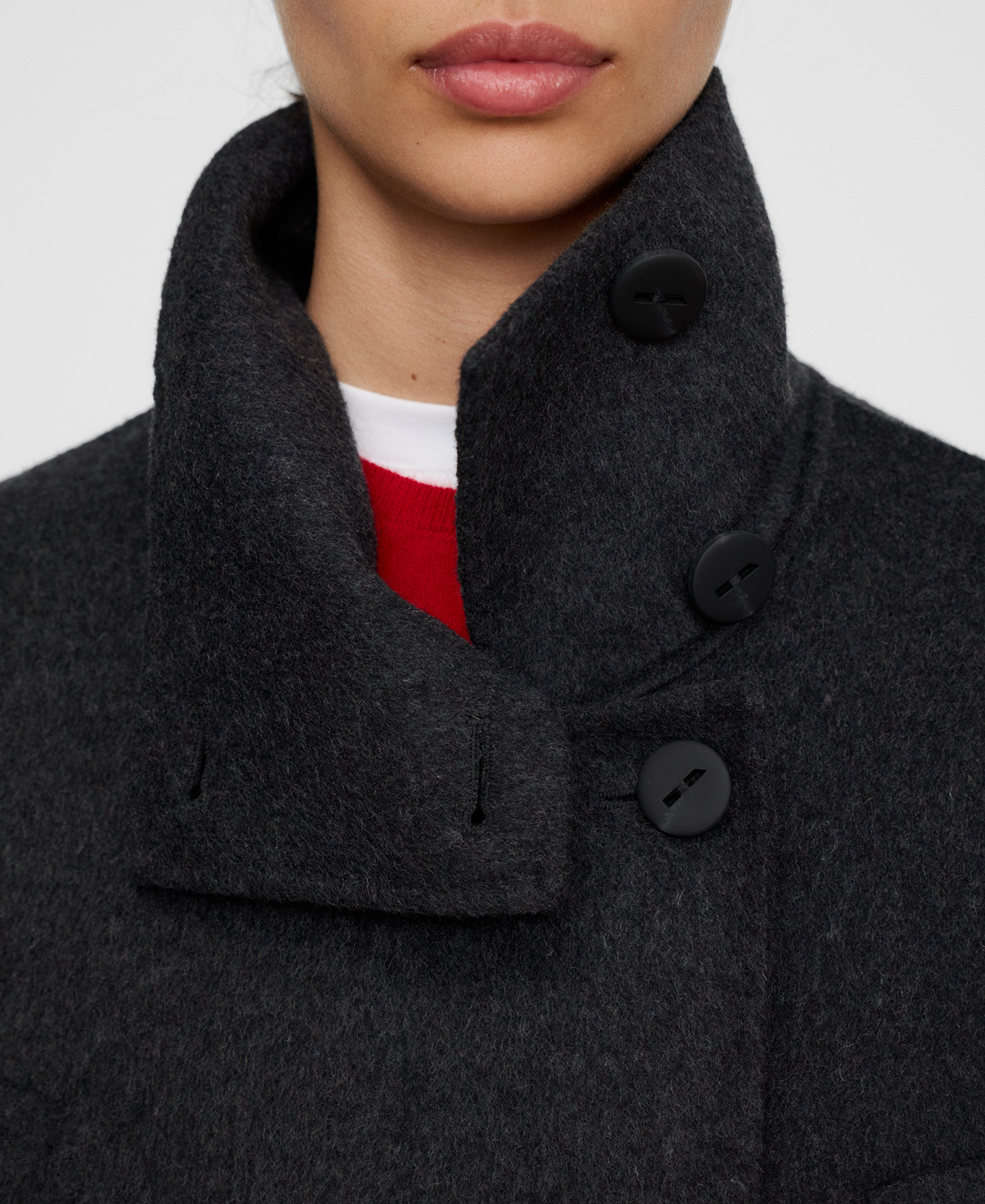 Merino wool blend cross-over long coat image number 3