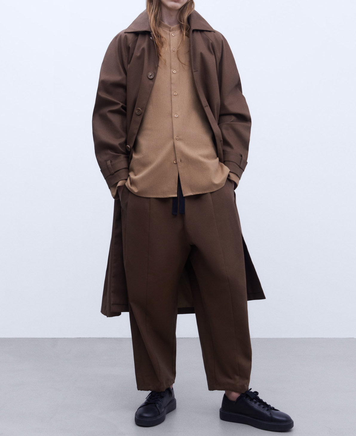 Cotton Mandarin collar shirt image number 1