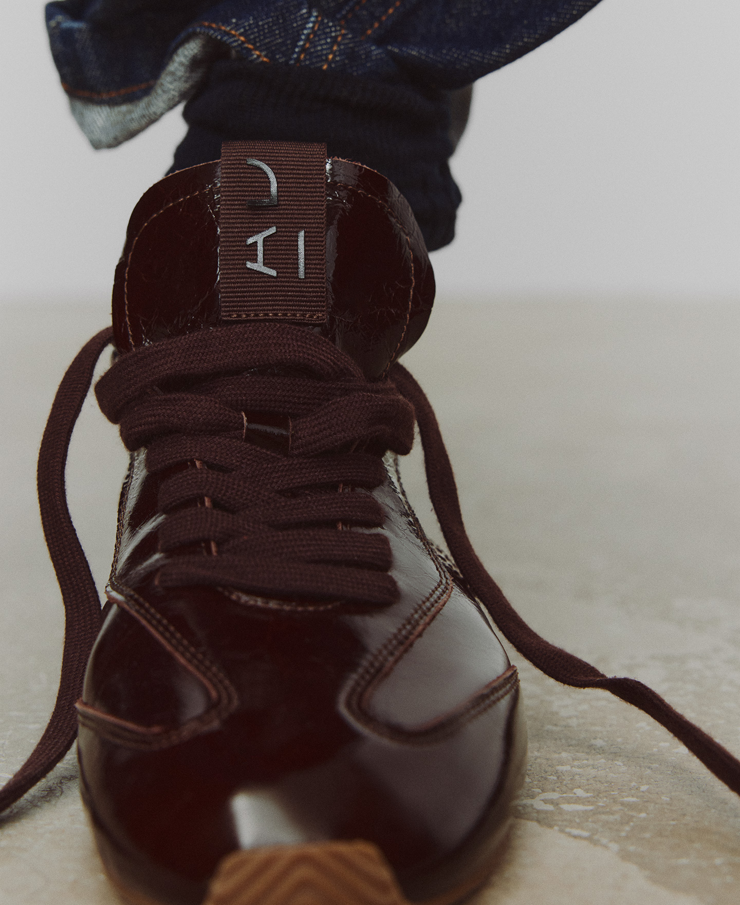 Stitched logo leather soft sneaker image number 5