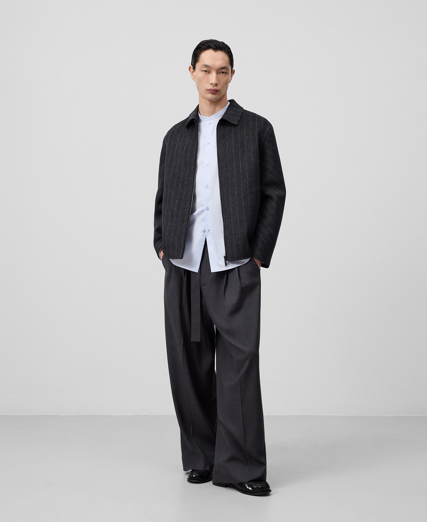 Regular fit Mandarin collar shirt man image number 1