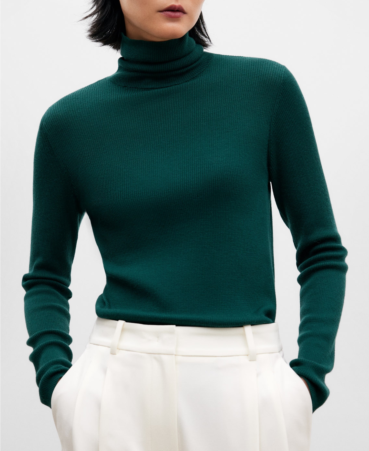 Merino wool ribbed sweater for women image number 0