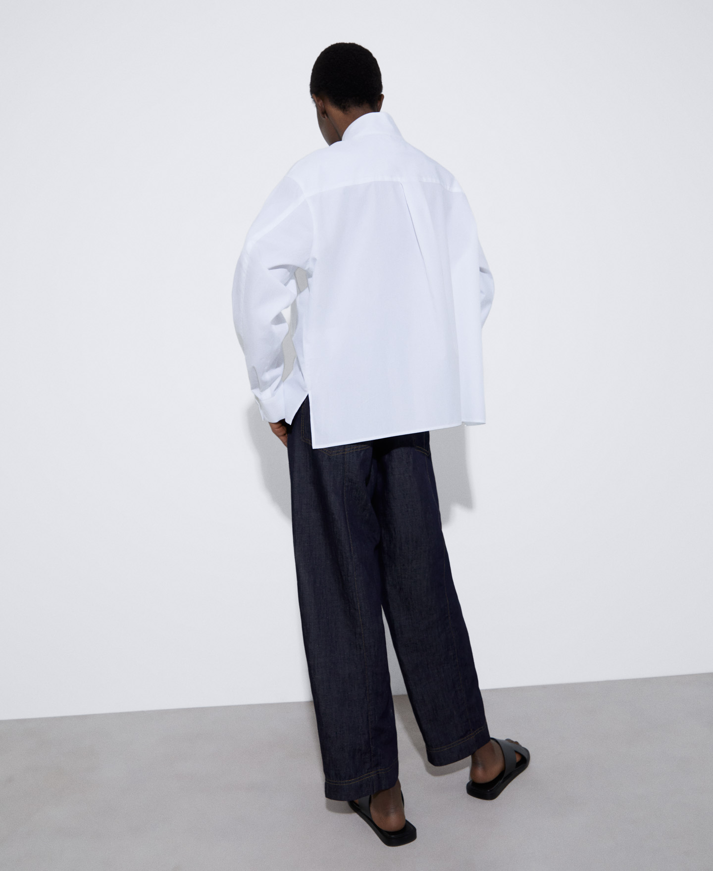 Mandarin collar cotton shirt image number 2