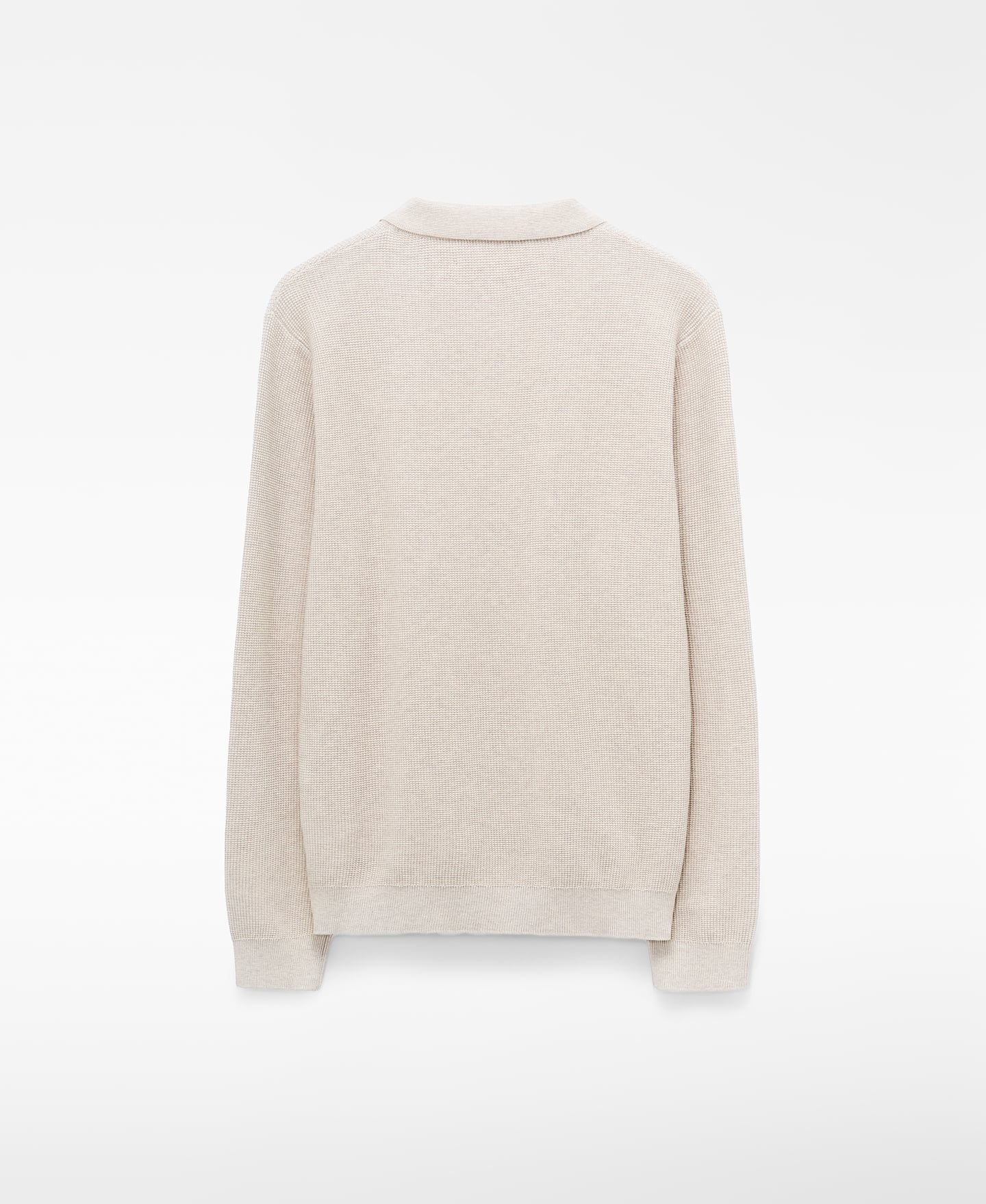 Long sleeve structured knit polo shirt image number 5