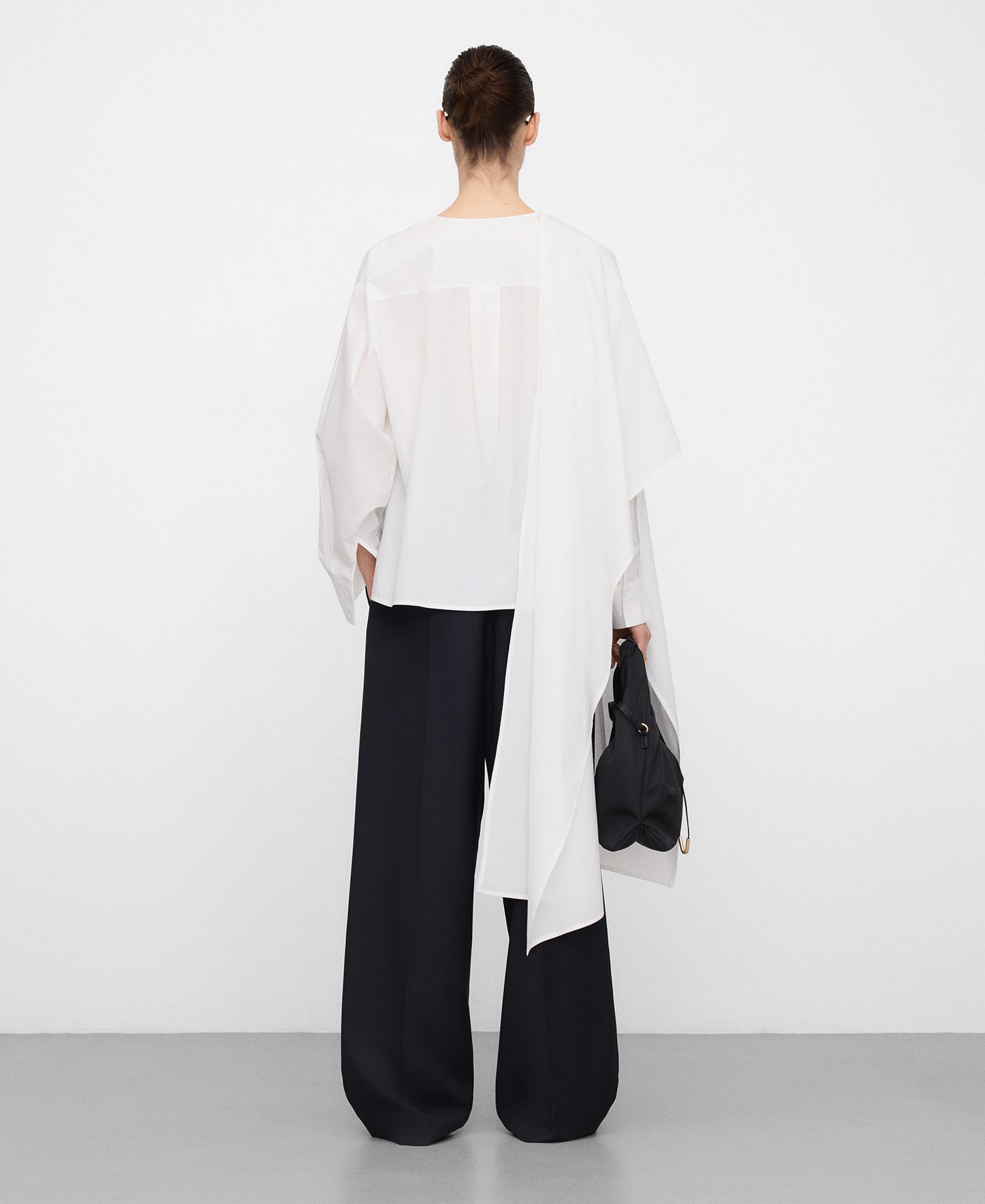 Straight shirt with shawl image number 2