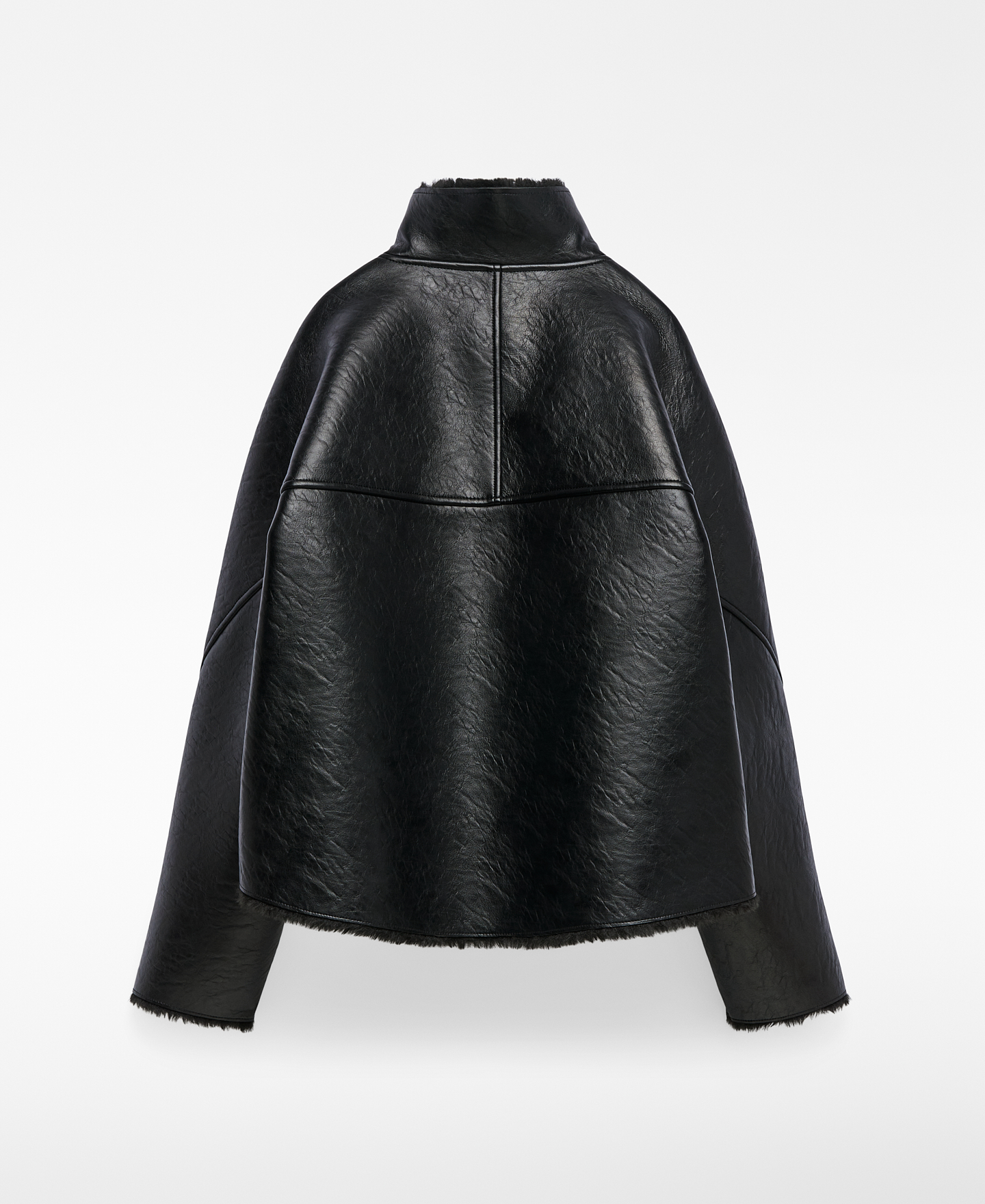 Leather-Non-Leather short coat woman image number 6