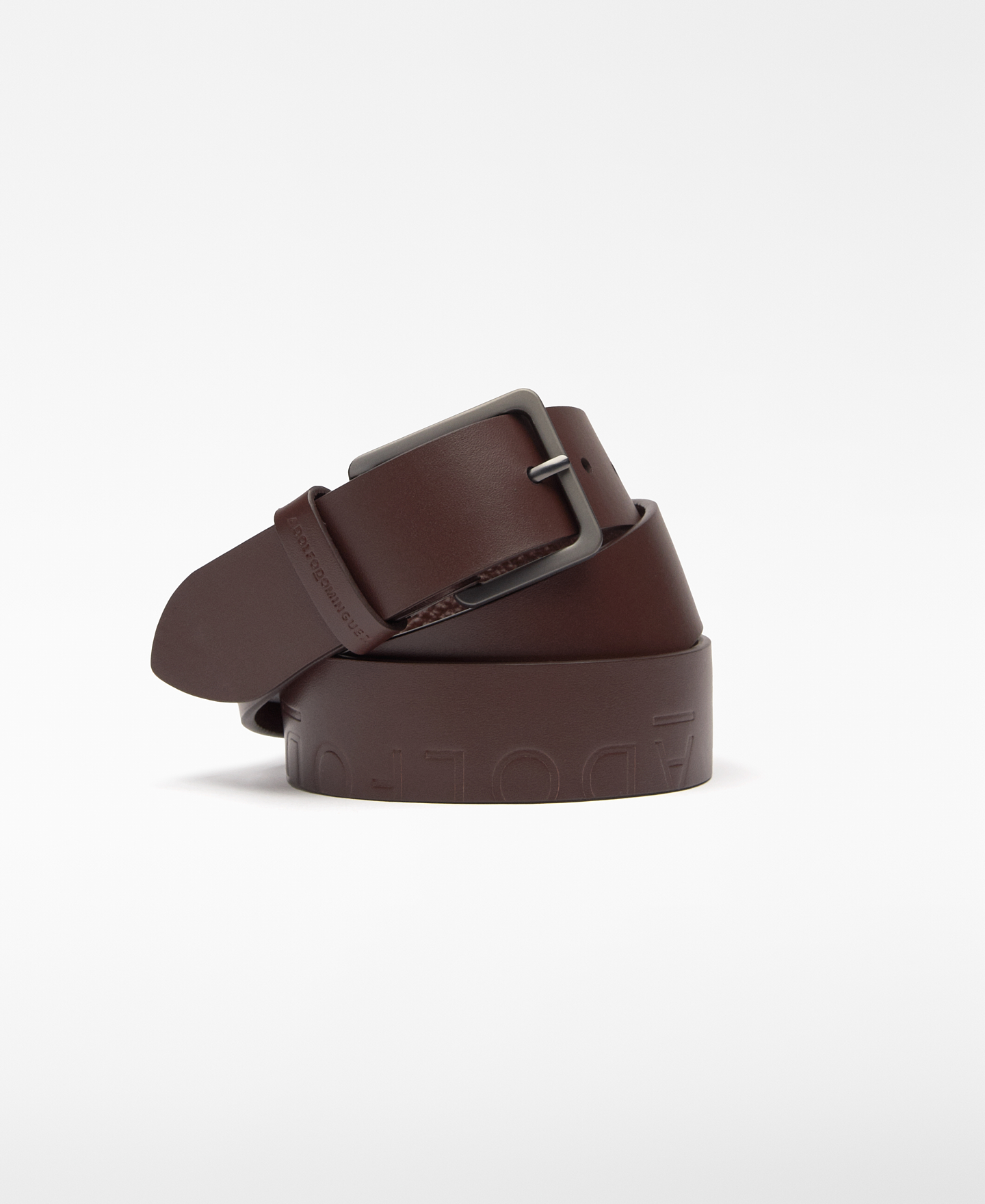 Engraved logo leather belt man image number 1