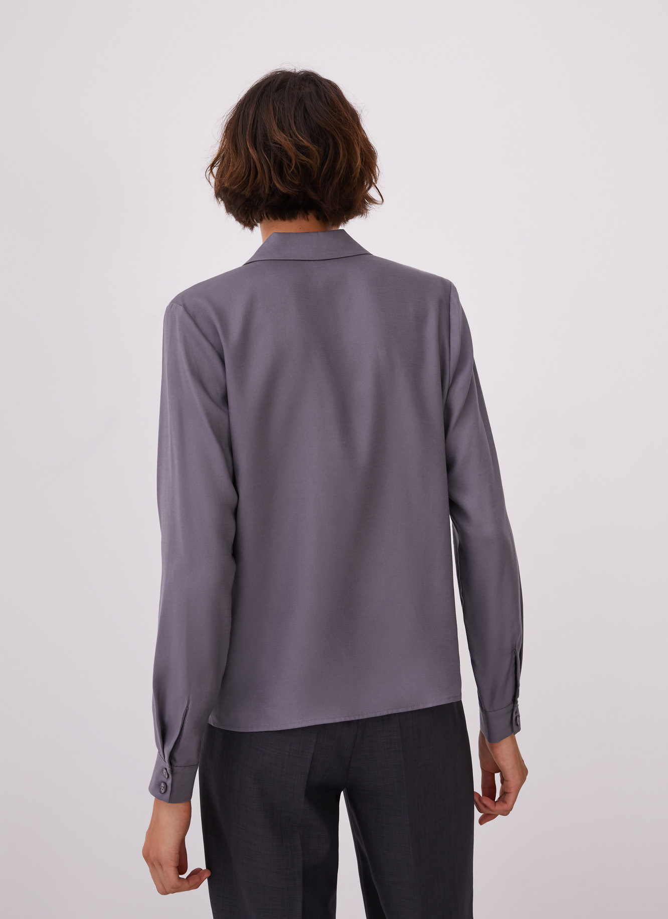 Lyocell and linen shirt with flap image number 1