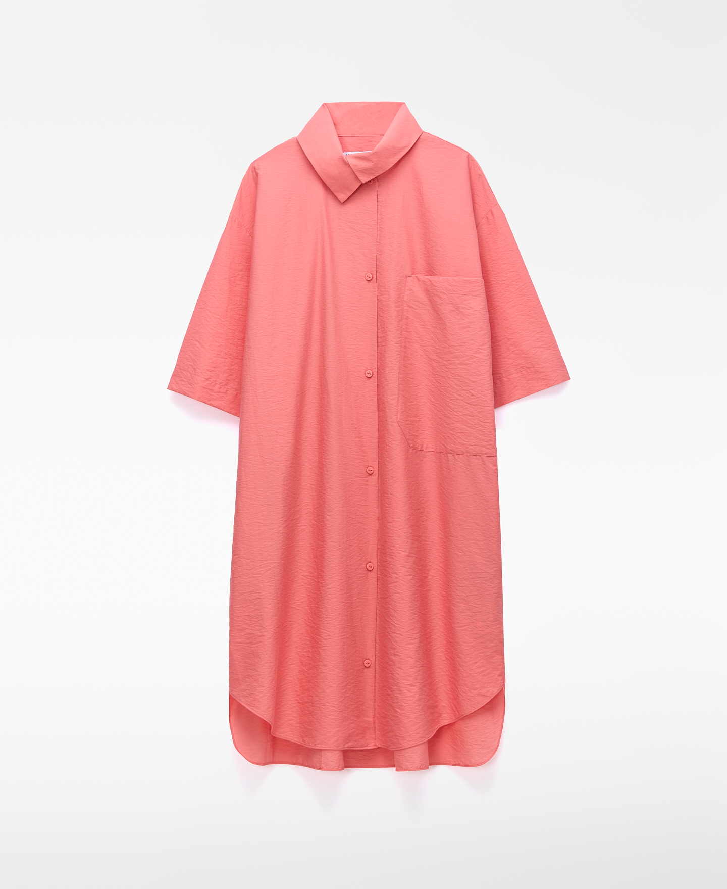 Asymmetric spread collar shirt dress image number 0