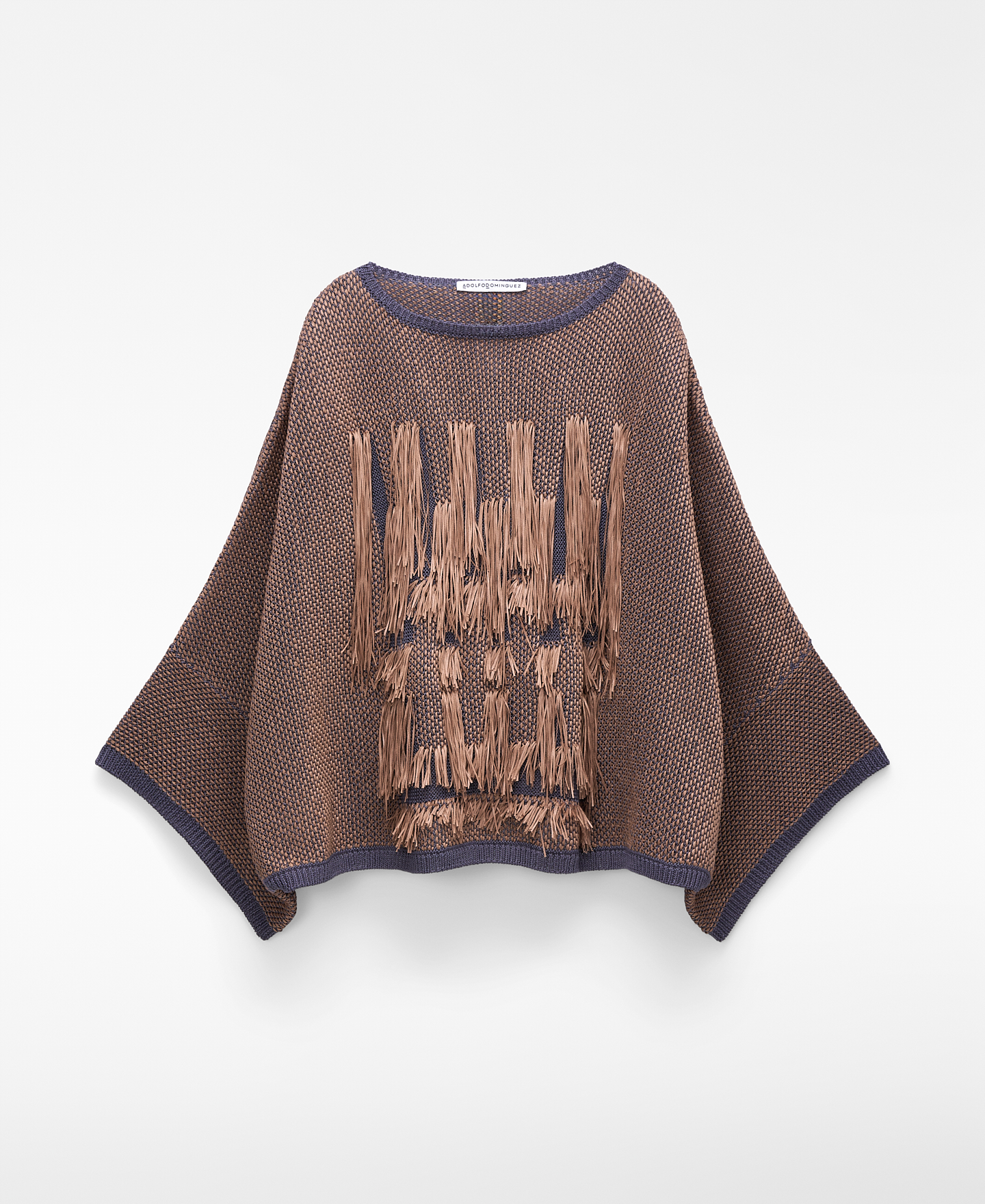 Fringed jacquard knit sweater image number 4