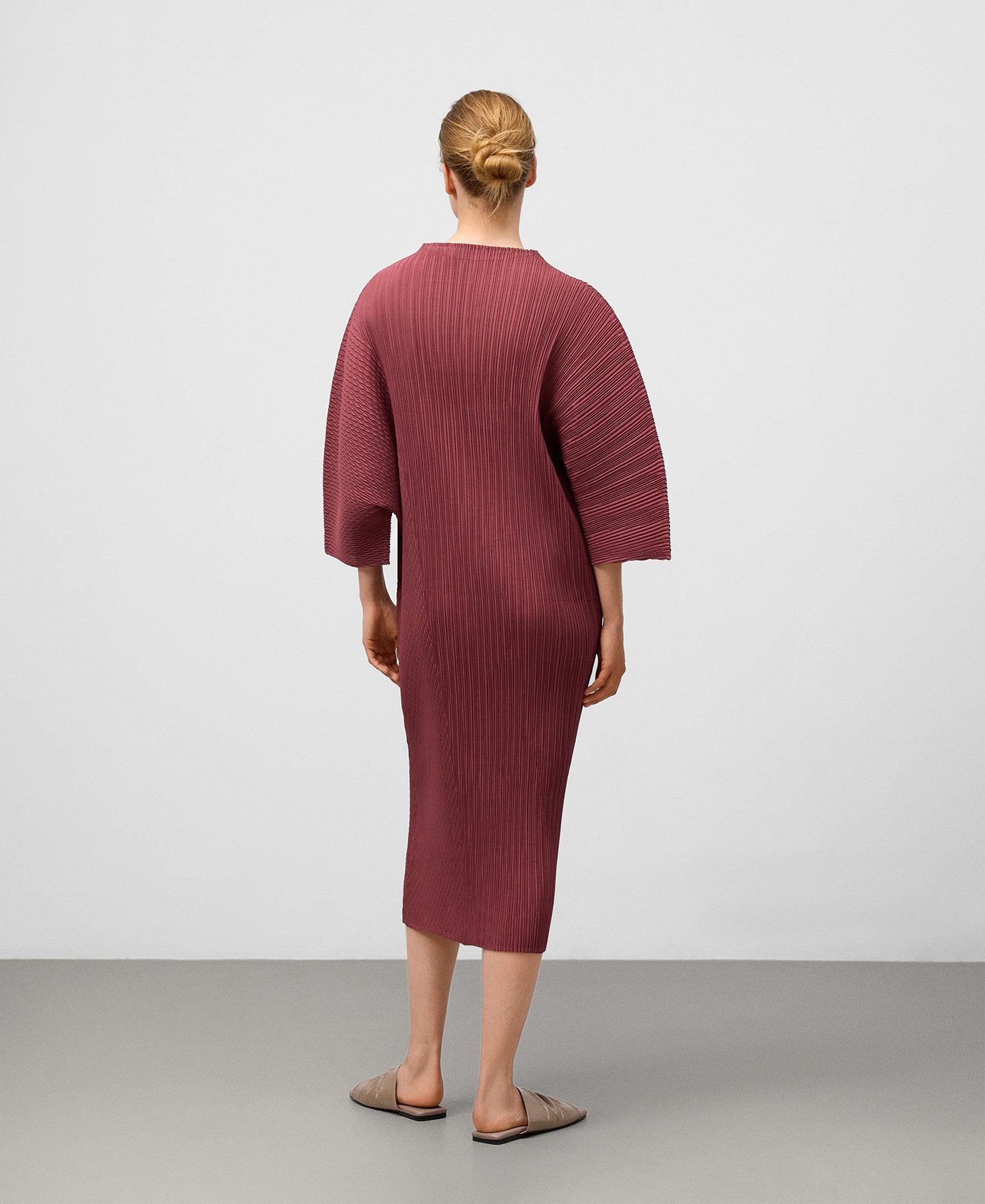 Vestido crinkle cuello perkins mujer image number 2