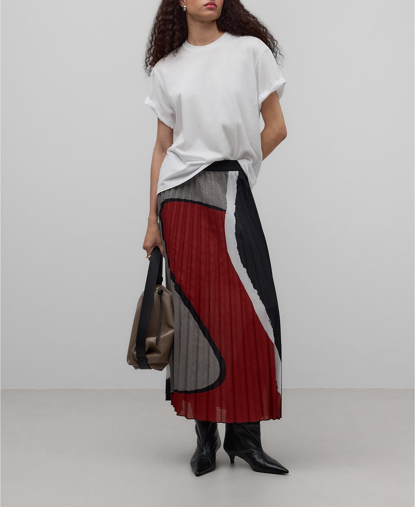 Printed pleated skirt woman image number 1