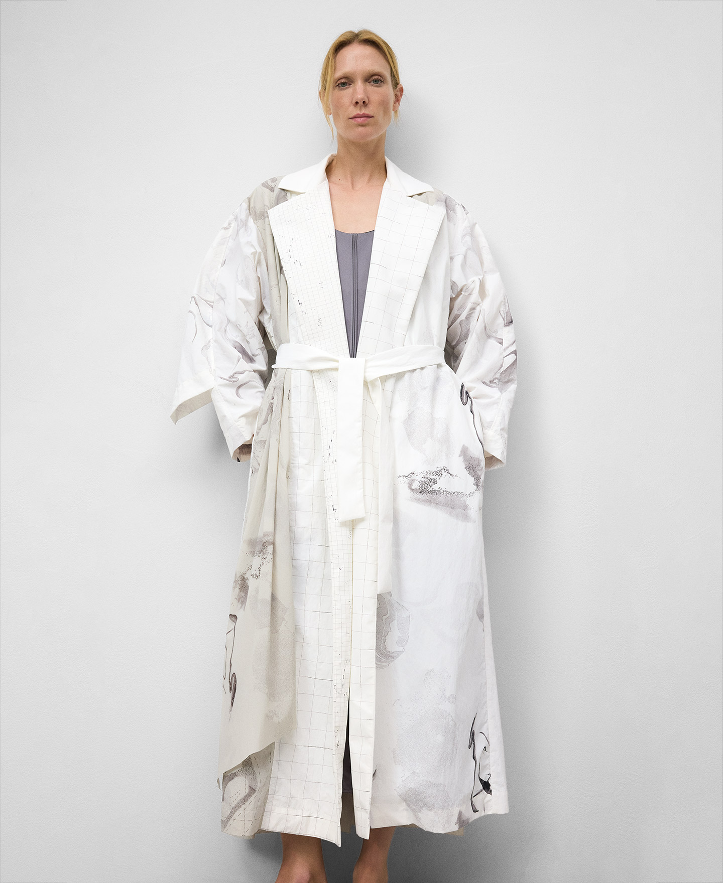 Oversize printed trench coat woman image number 0