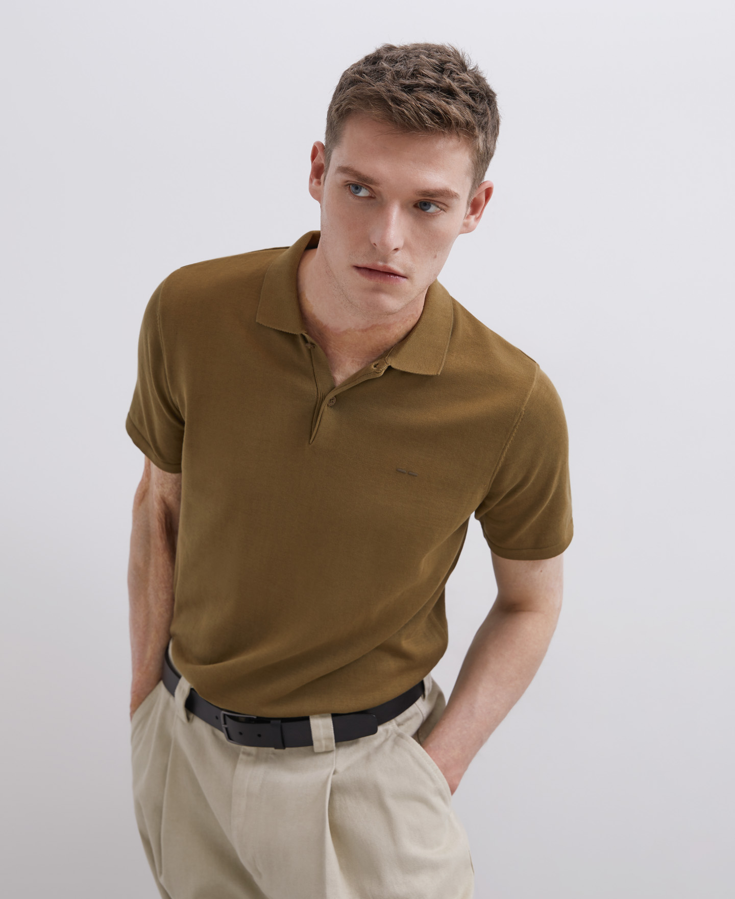 Green cotton polo image number 0
