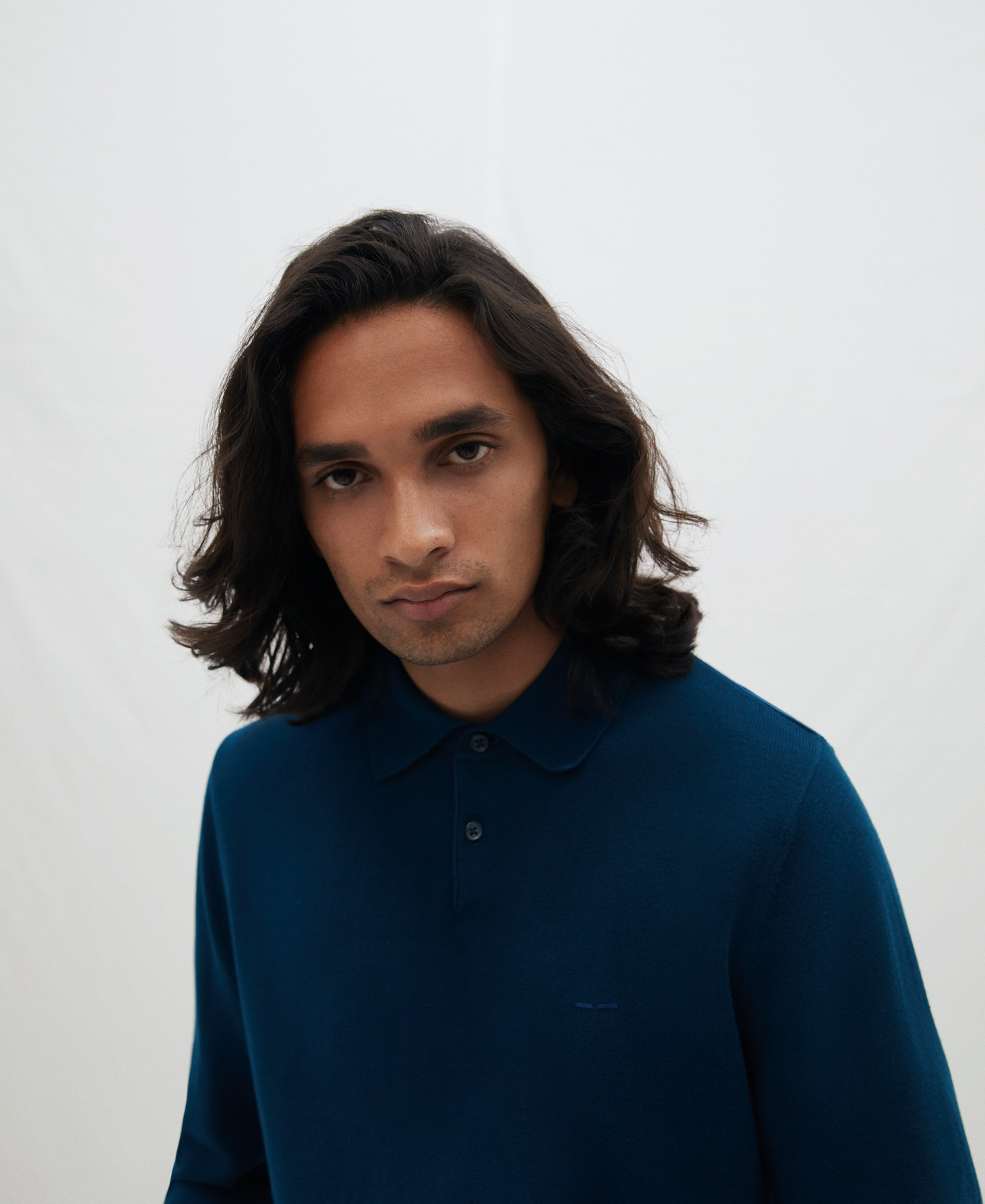 Long sleeve cotton polo shirt image number 3