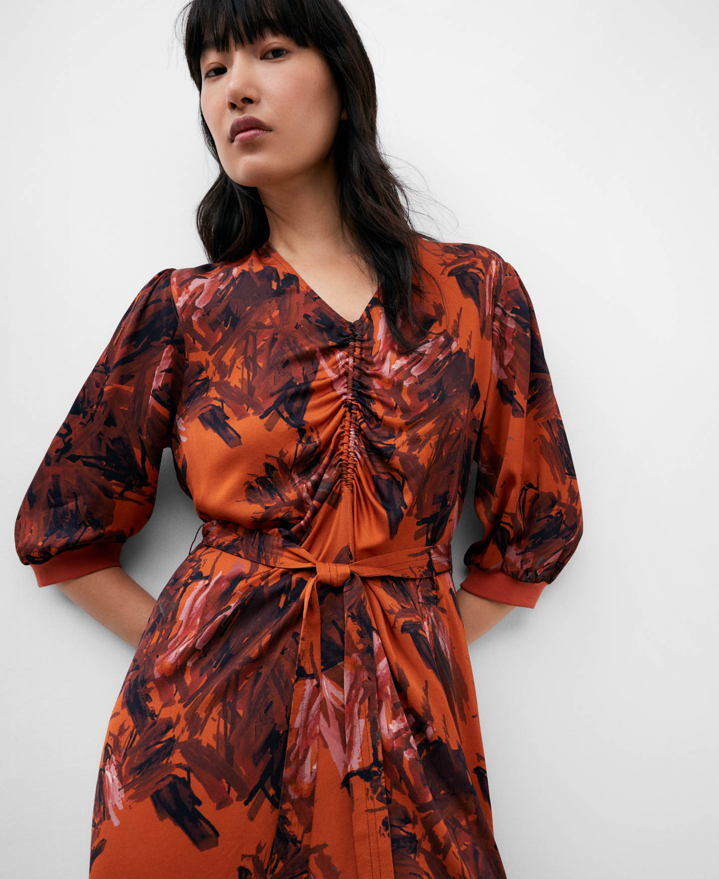 Vestido estampado manga francesa image number 3