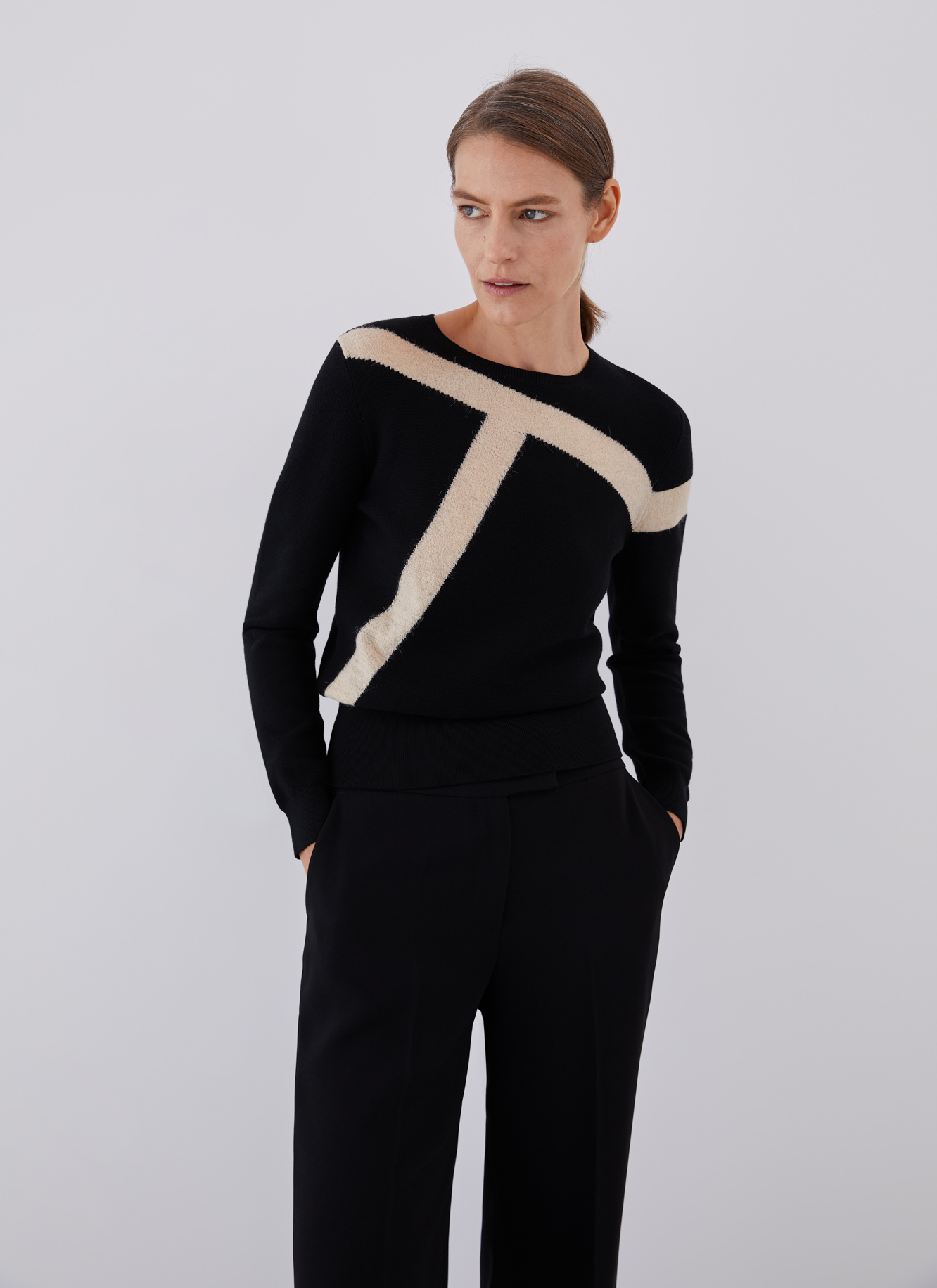 Jersey intarsia bicolor image number 0