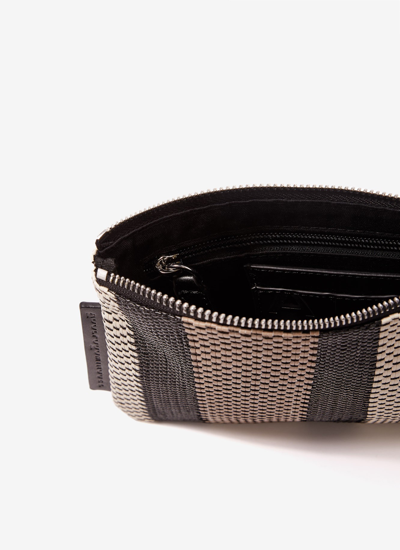 Striped flat wallet with raffia finish image number 3