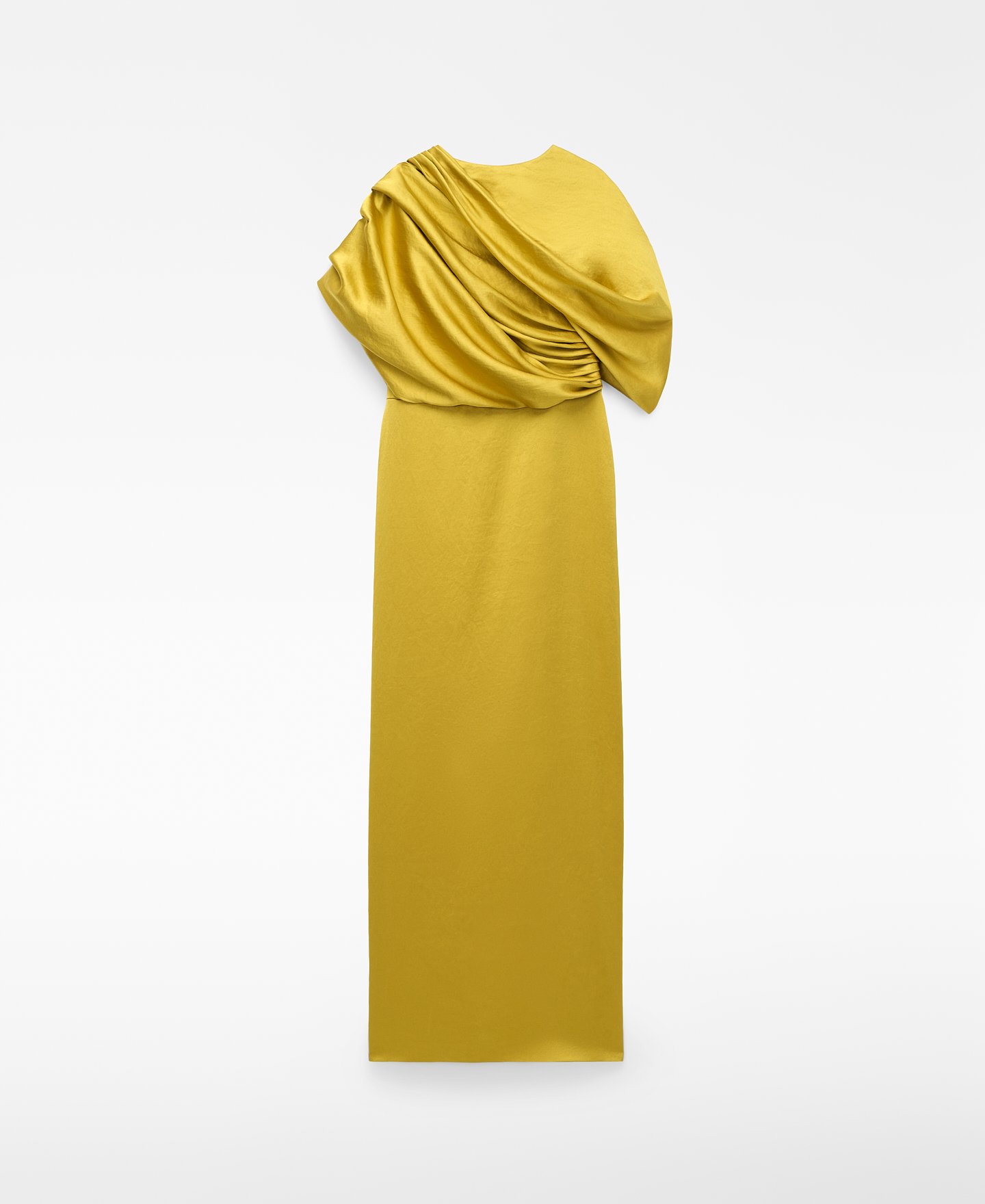 Vestido largo satinado drapeado image number 4