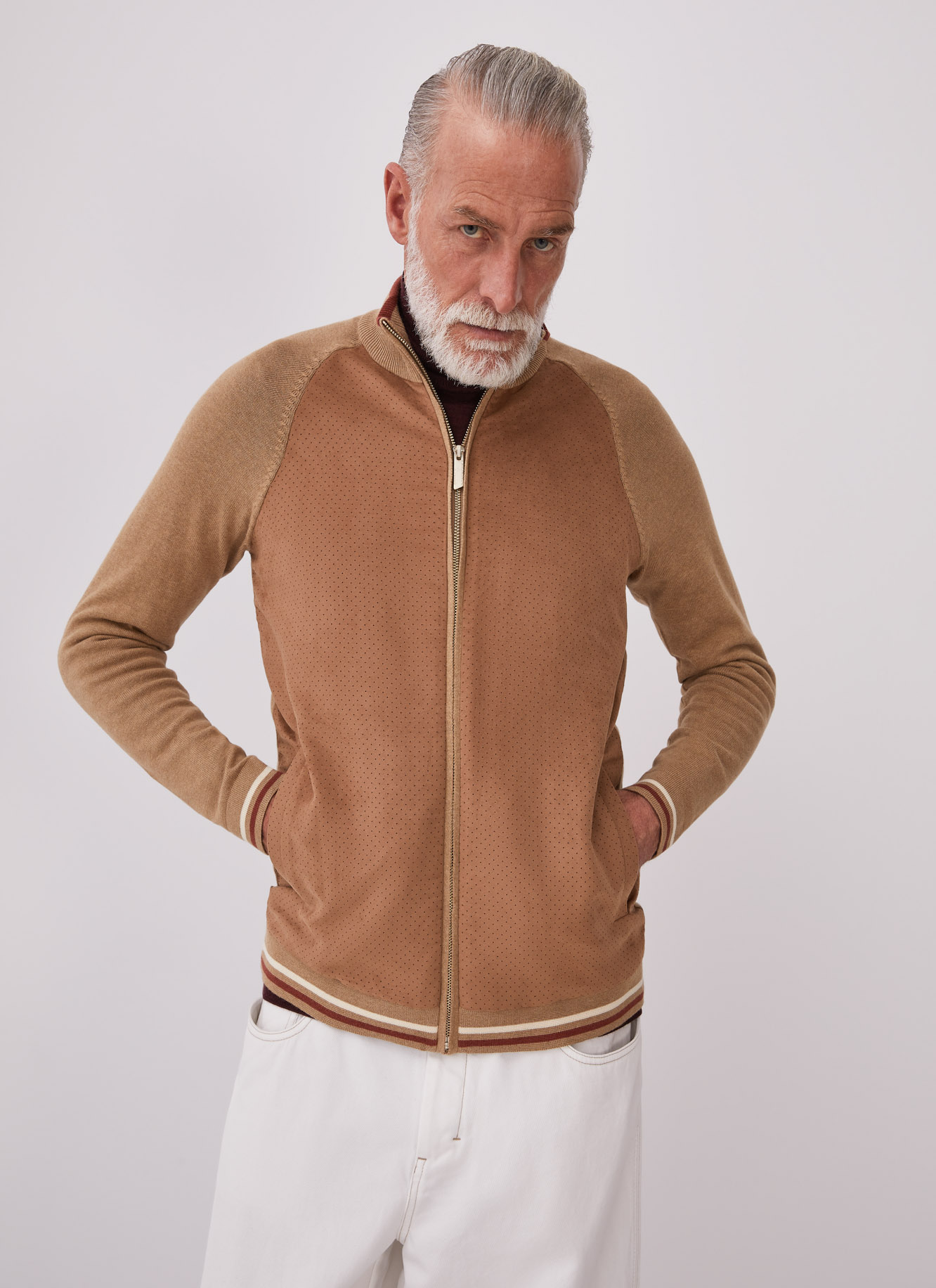 Cardigan with suedette front image number 0