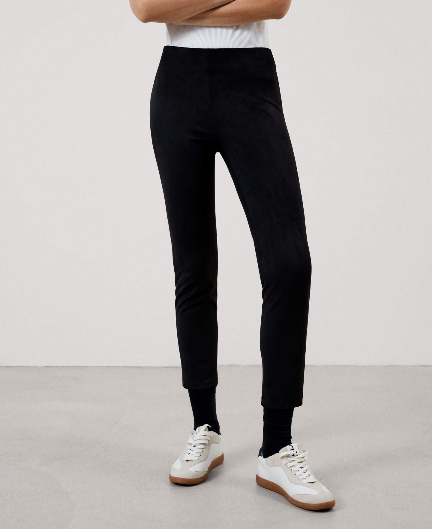 Stretch faux suede leggings image number 0