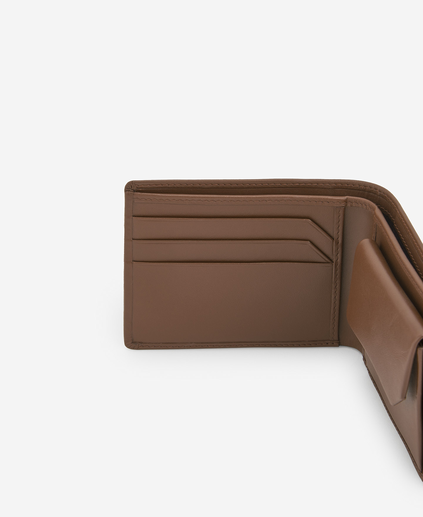 Brown leather foldable wallet image number 1