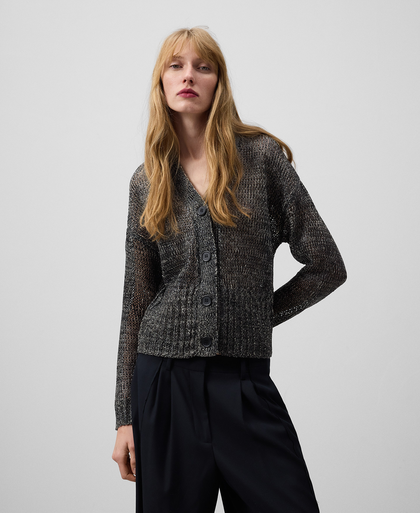 Short marled knit jacket woman image number 0