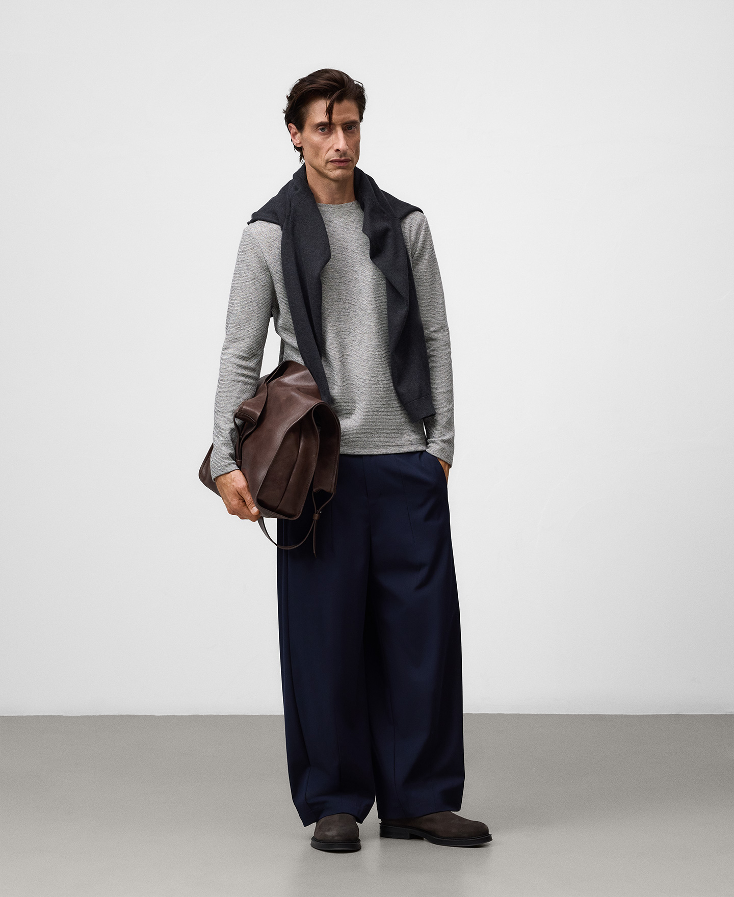 Cotton micro-texture T-shirt man image number 1