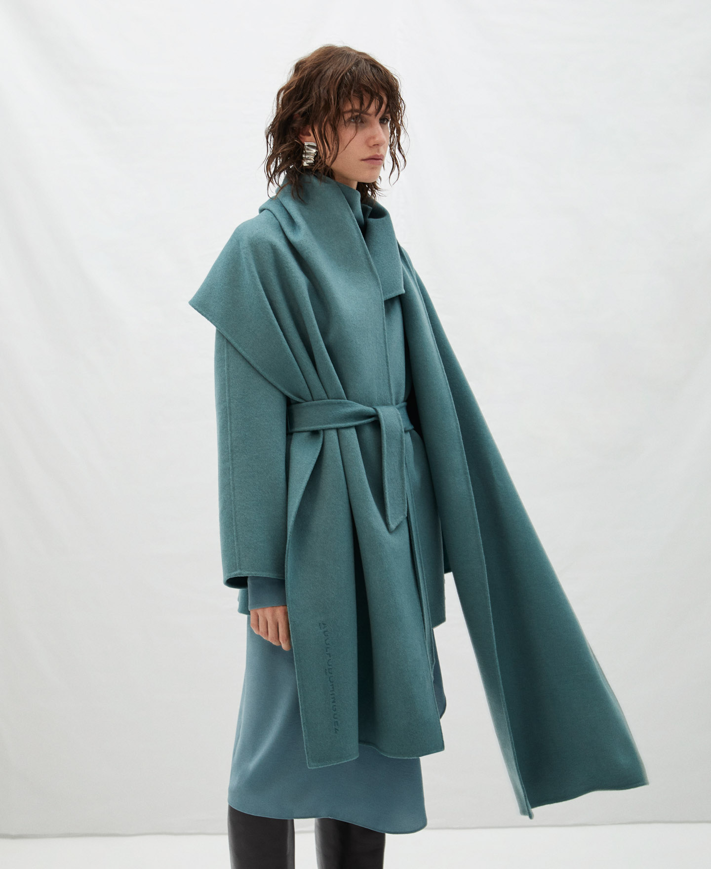 Double-faced coat with belt image number 1