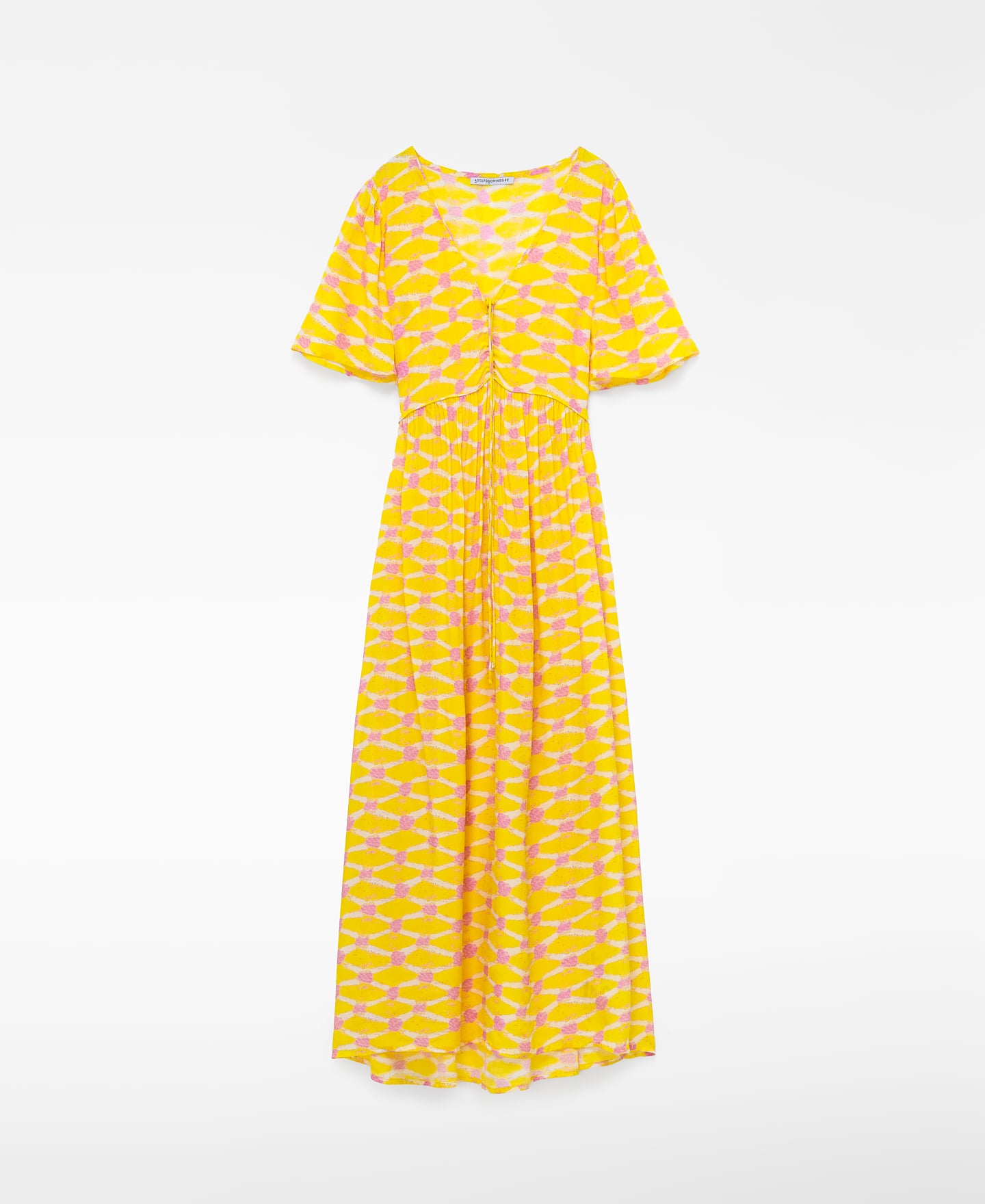 Printed dress with drawstring V-neckline image number 4