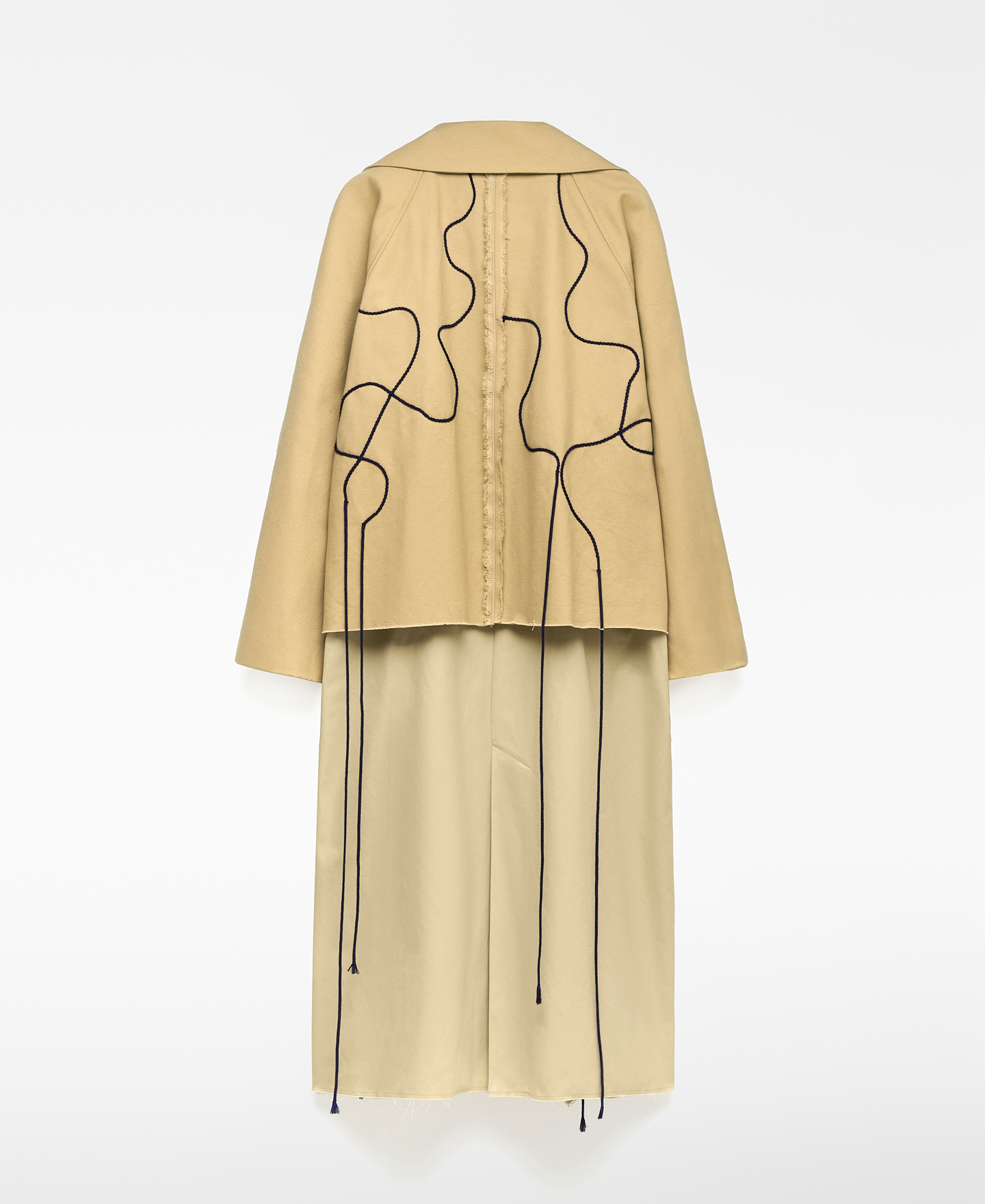 Mixed-fabric trench with drawcord man image number 5