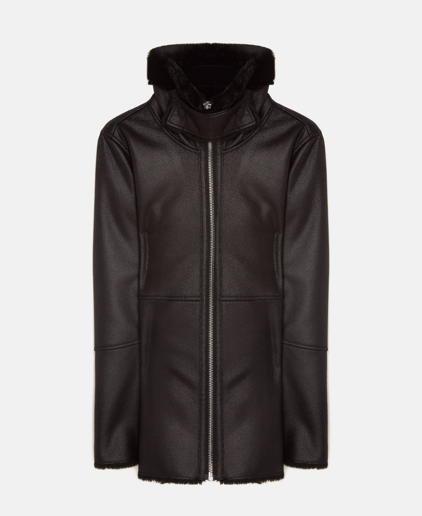 Chaqueta aviador en textura piel image number 4