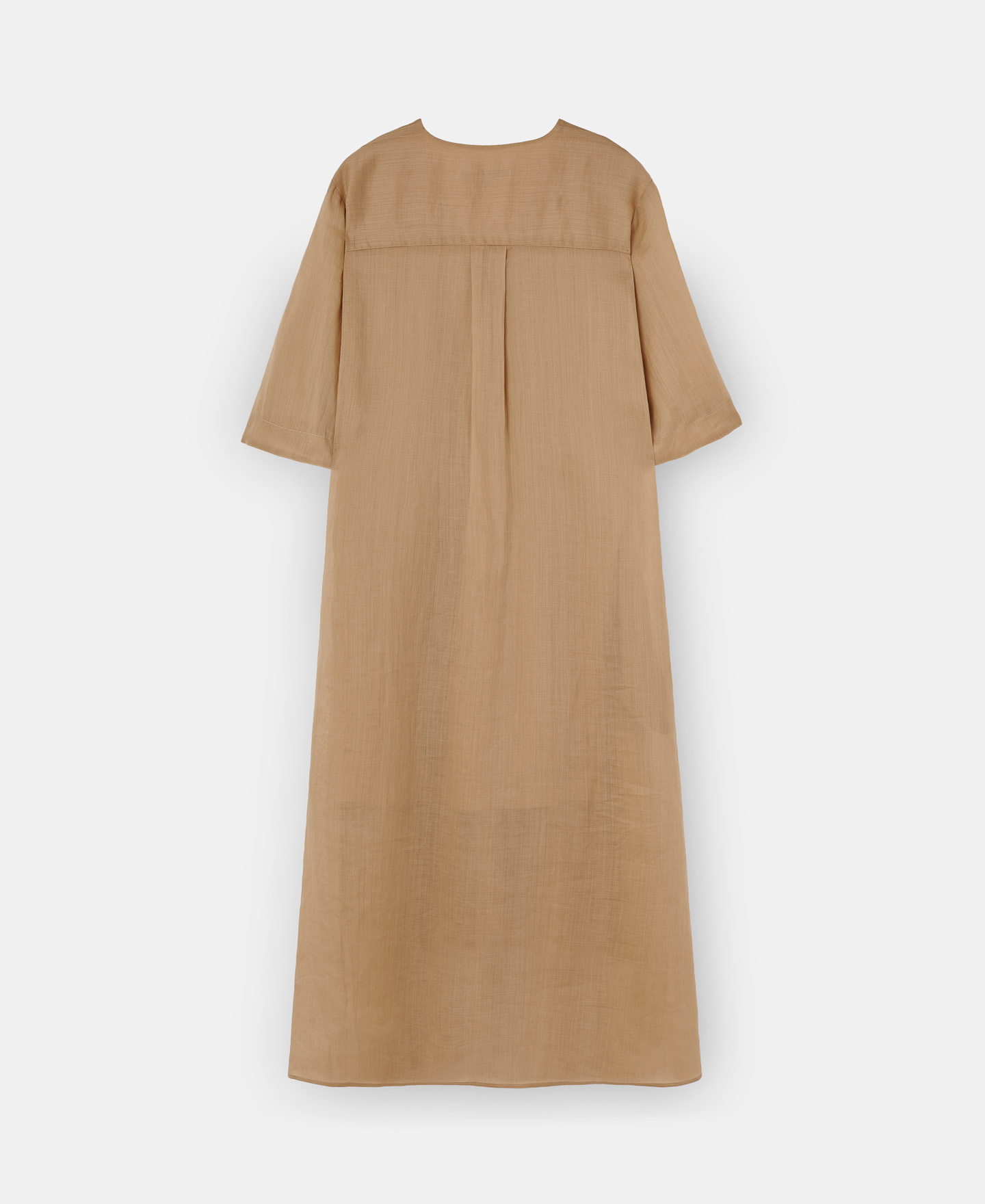 Vestido fluido en ramio camel image number 4